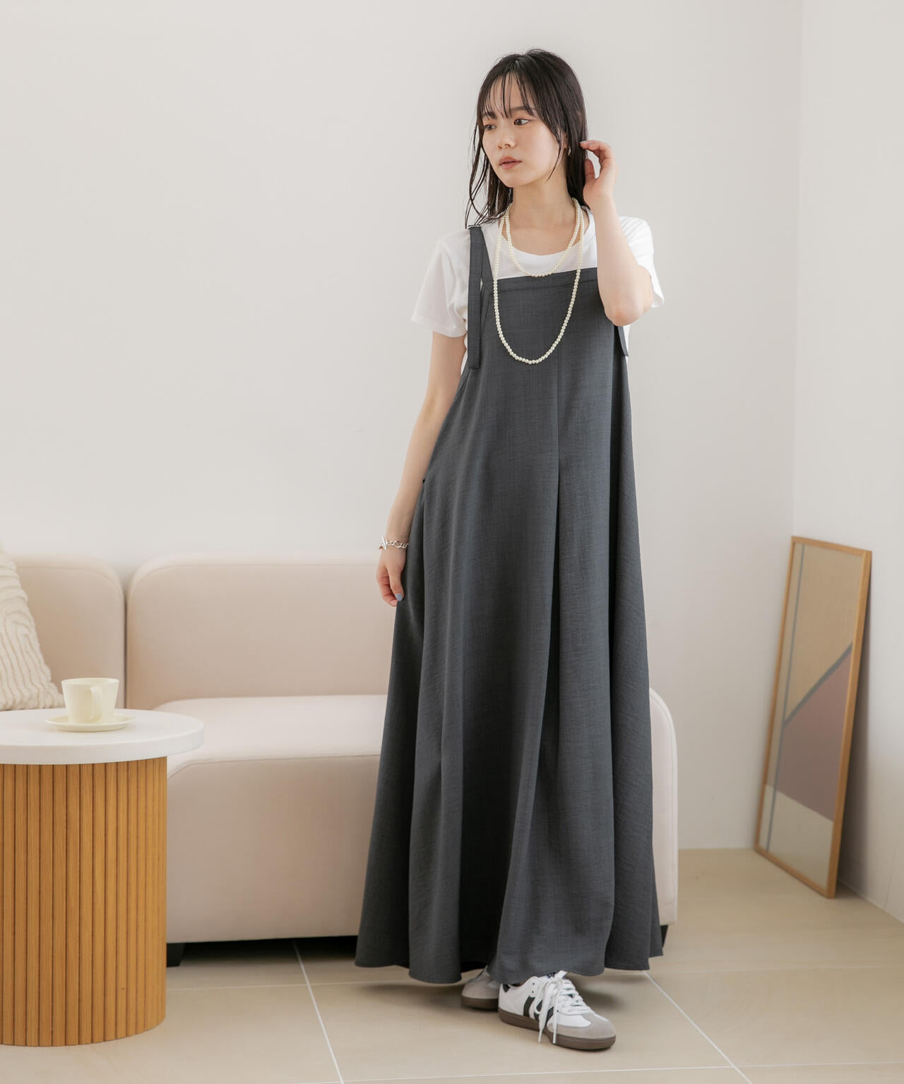 WEB限定/多機能素材 前後2wayショルダーストラップワンピース 6736219302