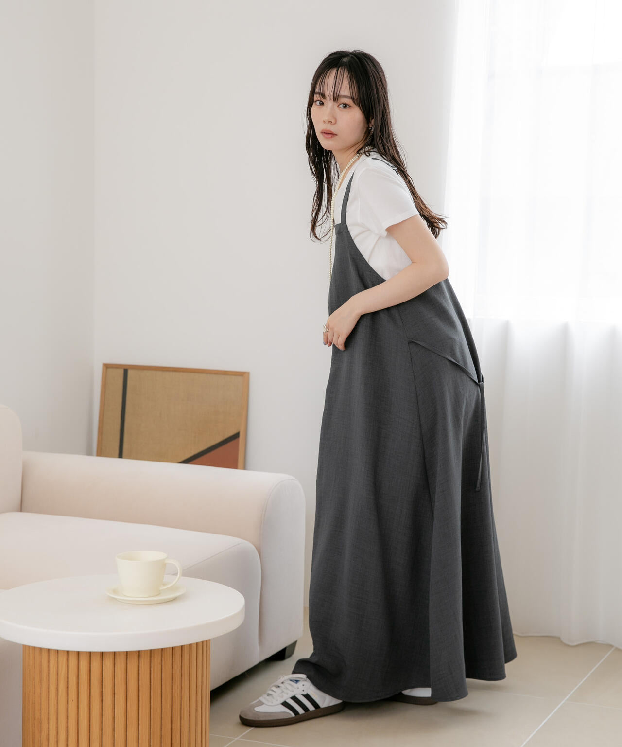 WEB限定/多機能素材 前後2wayショルダーストラップワンピース 6736219302
