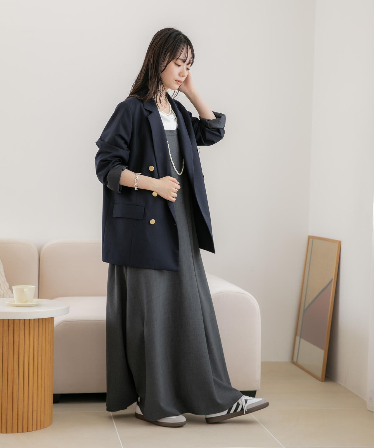 WEB限定/多機能素材 前後2wayショルダーストラップワンピース 6736219302