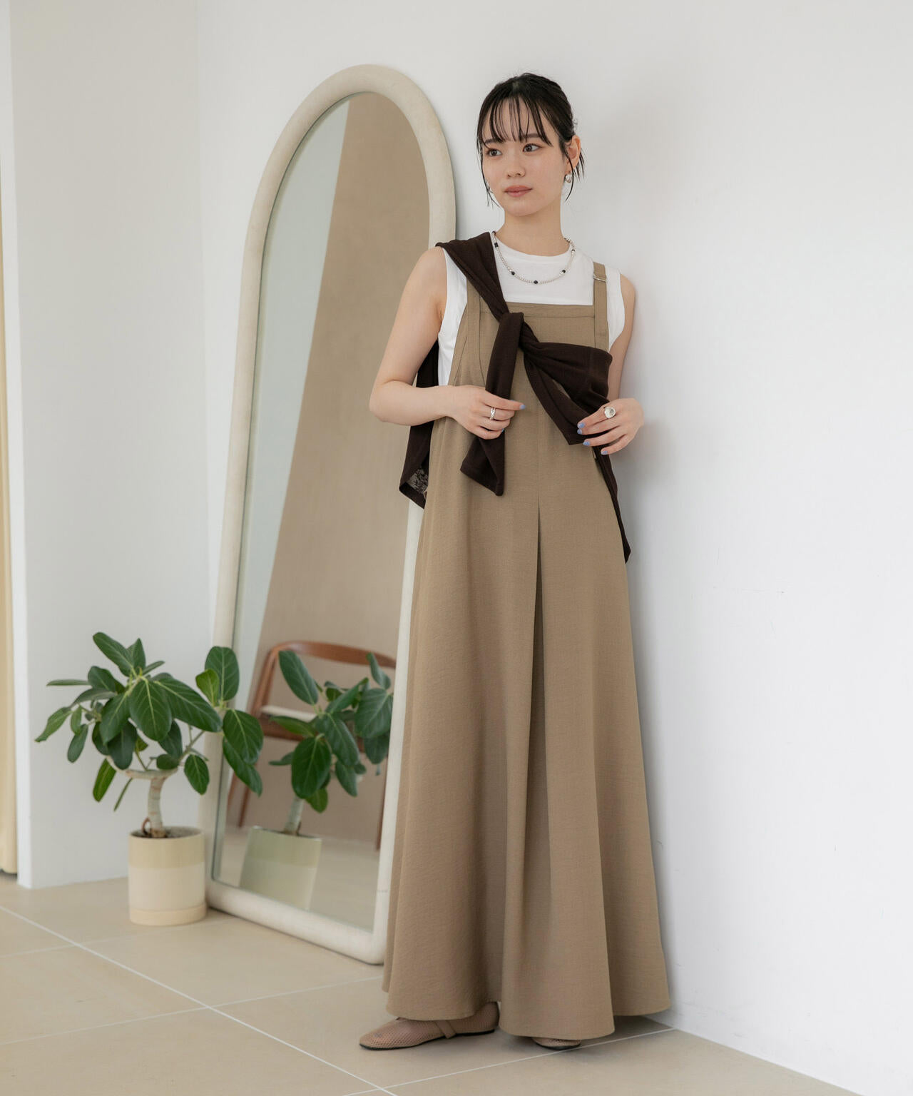 WEB限定/多機能素材 前後2wayショルダーストラップワンピース 6736219302