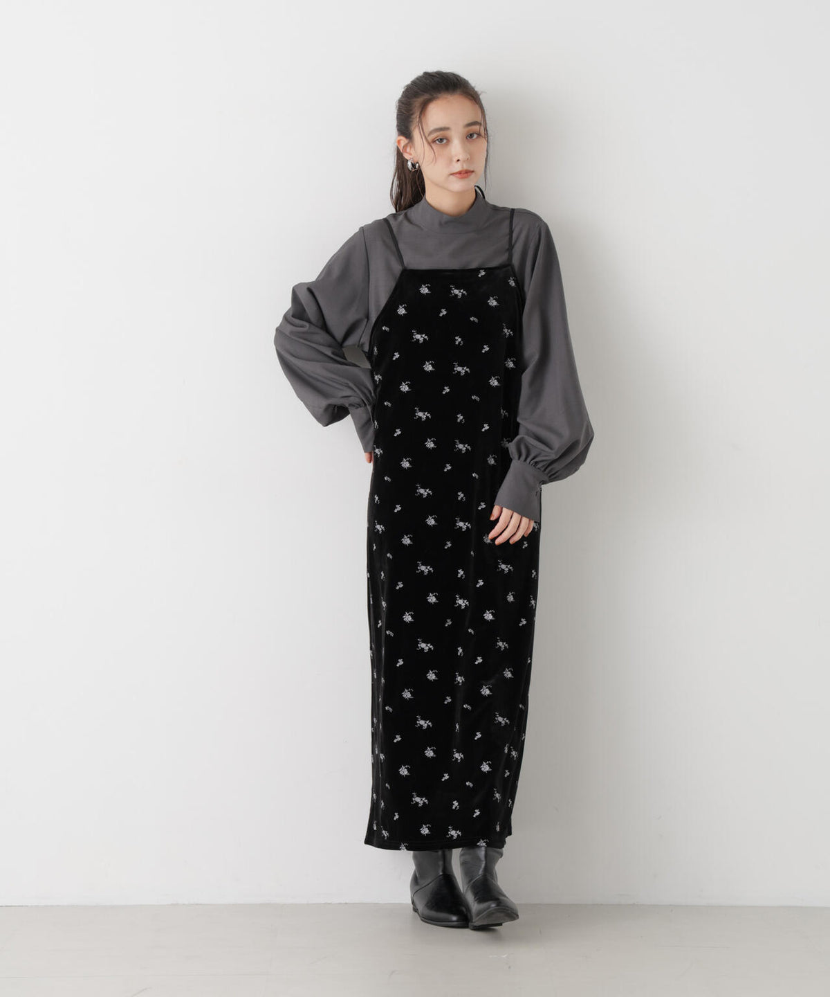 刺繍ベロアキャミソールワンピース(セットアップ可) 6736219317