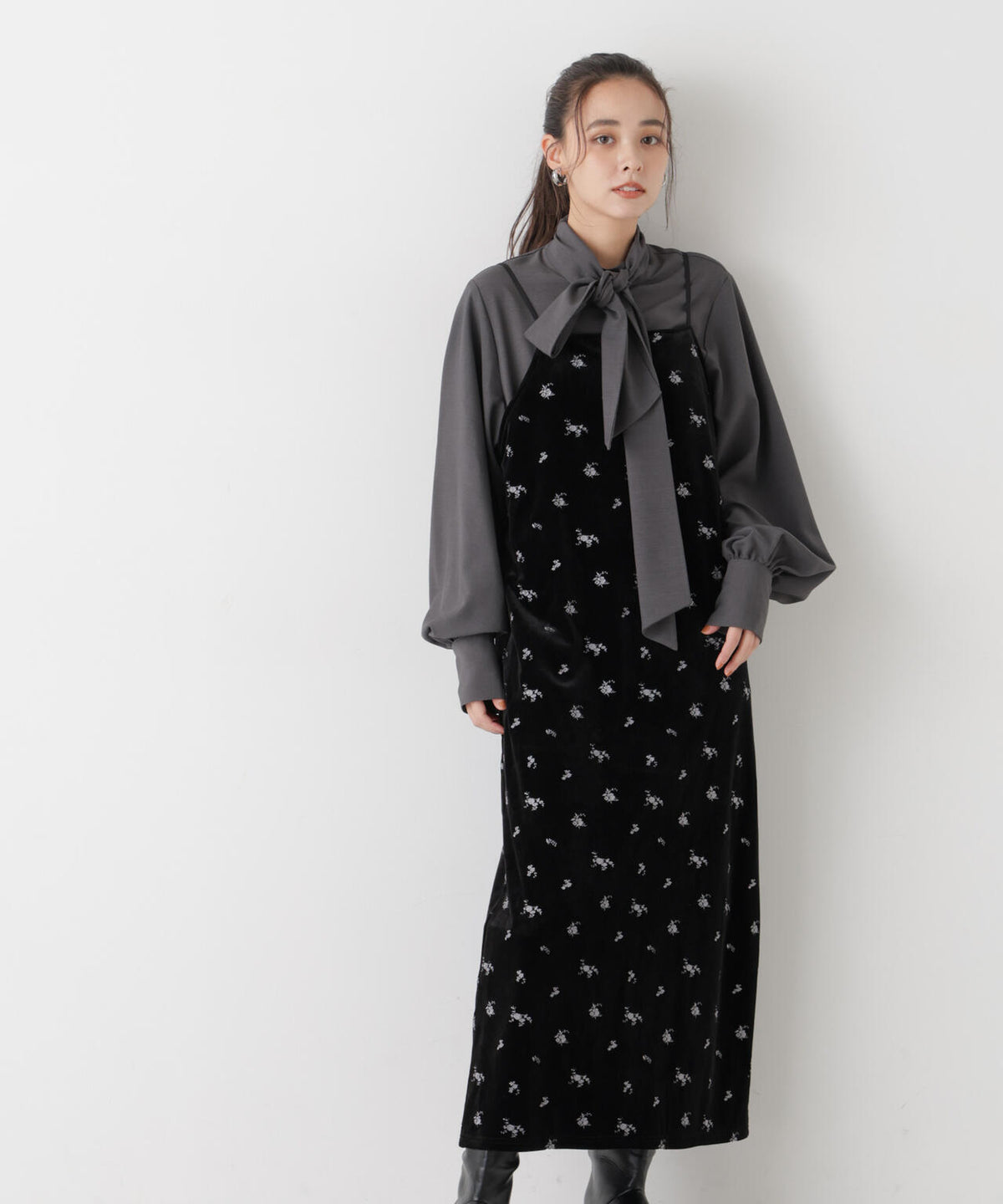 刺繍ベロアキャミソールワンピース(セットアップ可) 6736219317