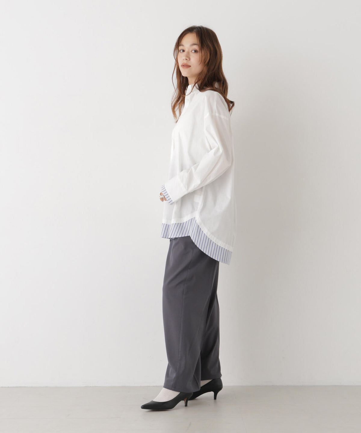 レイヤードライクワイドシルエットシャツ 6736220308