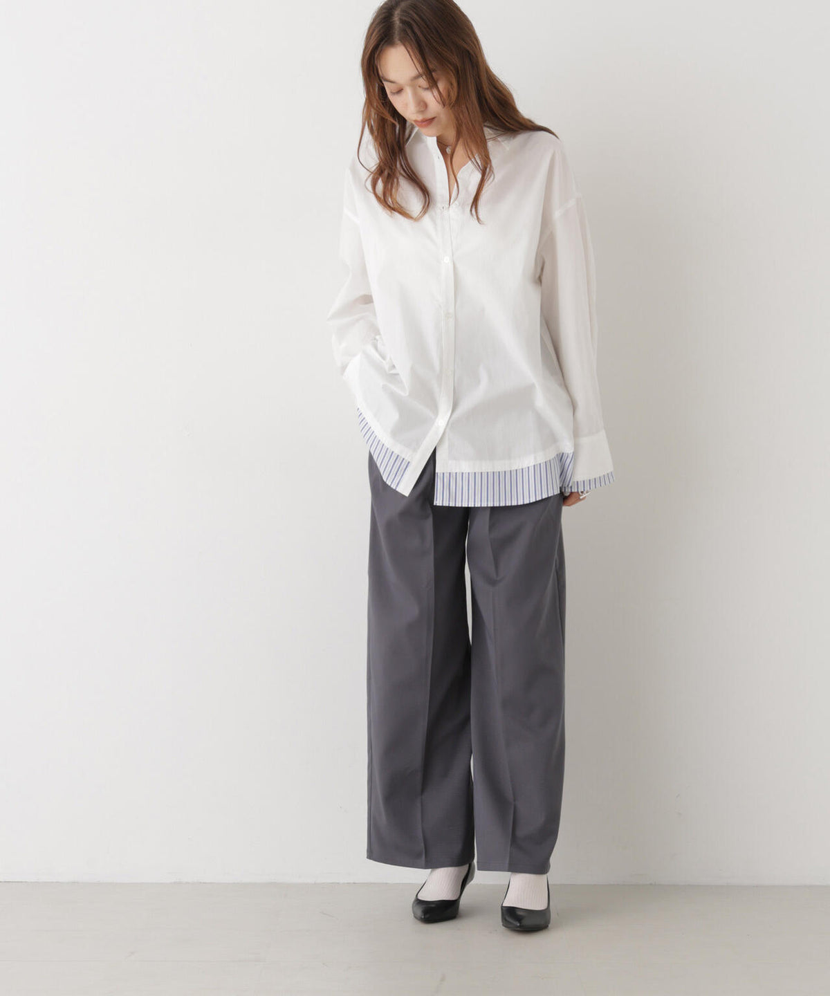 レイヤードライクワイドシルエットシャツ 6736220308