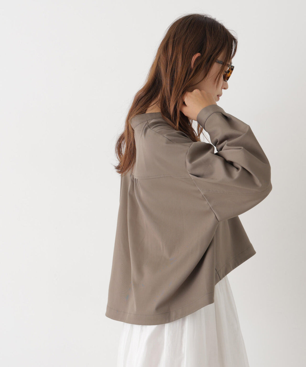 スキッパークロップドツイルシャツ(セットアップ可) 6736220309