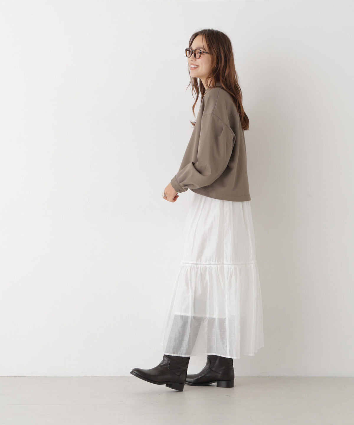 スキッパークロップドツイルシャツ(セットアップ可) 6736220309