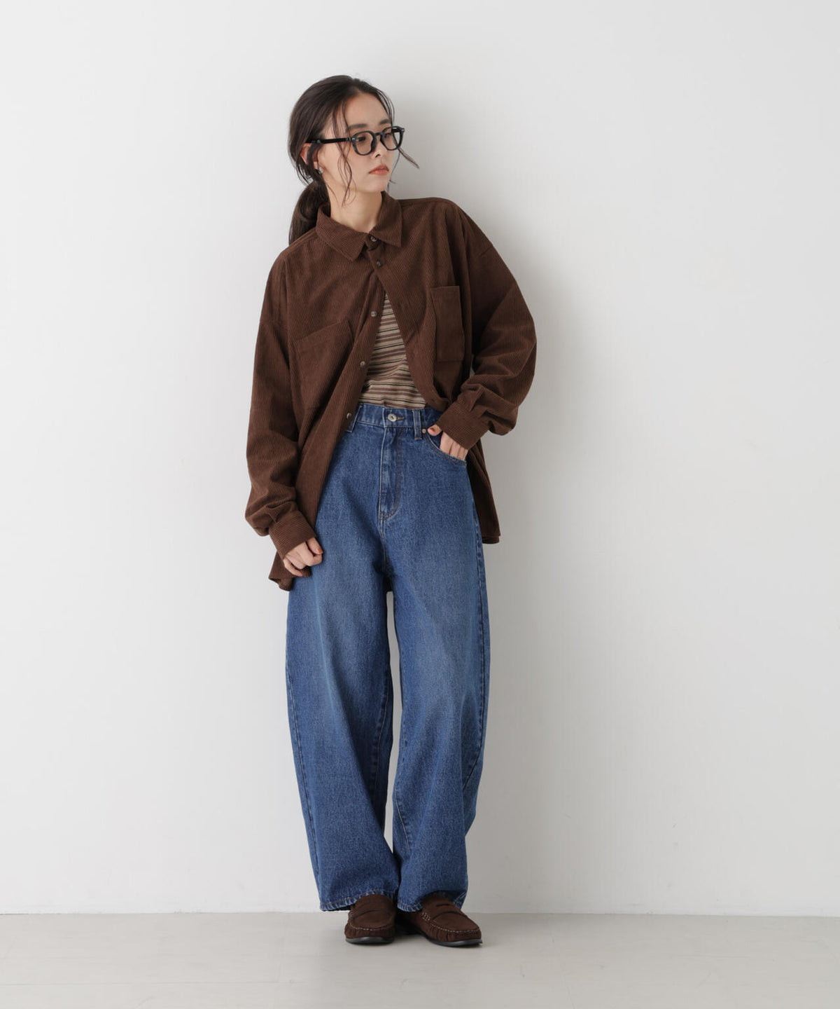 ソフトコーデュロイワイドシルエットシャツ(セットアップ可) 6736220314