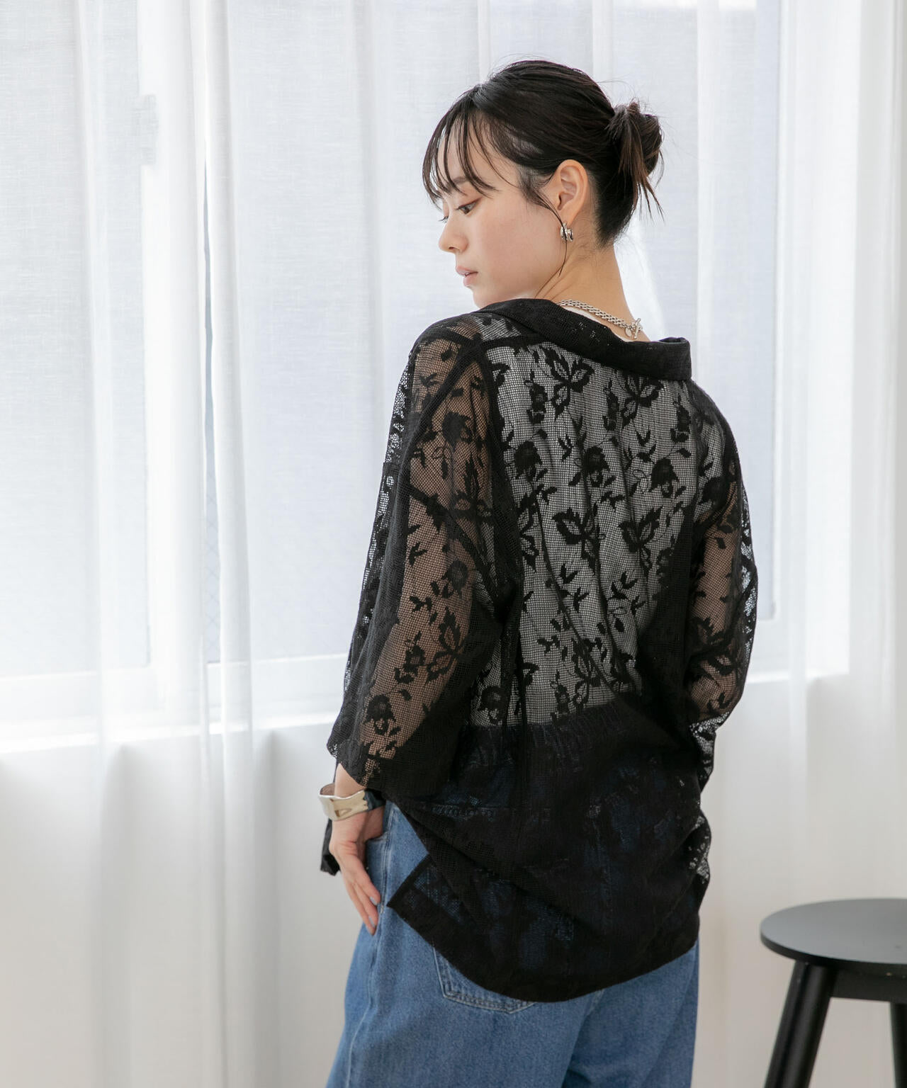 WEB限定/フラワーレーススキッパープルオーバーシャツ 6736221311