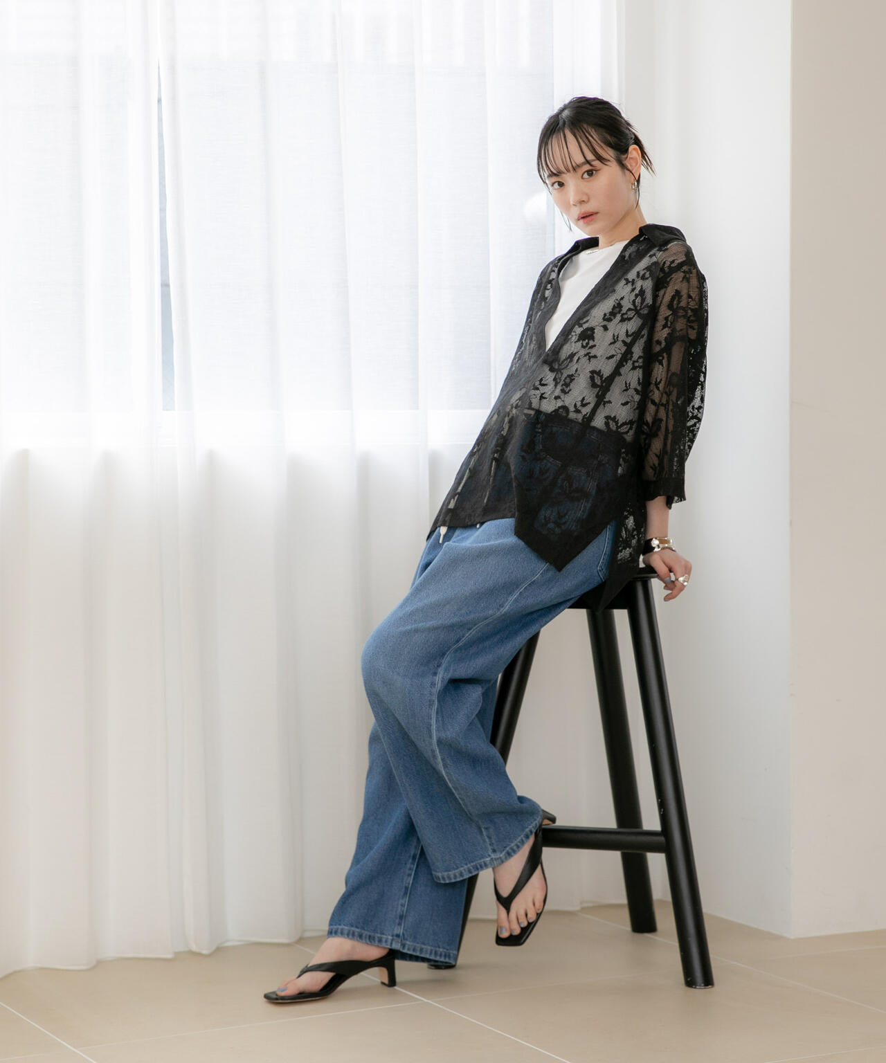 WEB限定/フラワーレーススキッパープルオーバーシャツ 6736221311