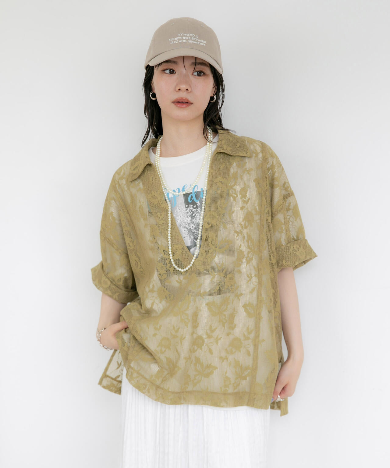 WEB限定/フラワーレーススキッパープルオーバーシャツ 6736221311