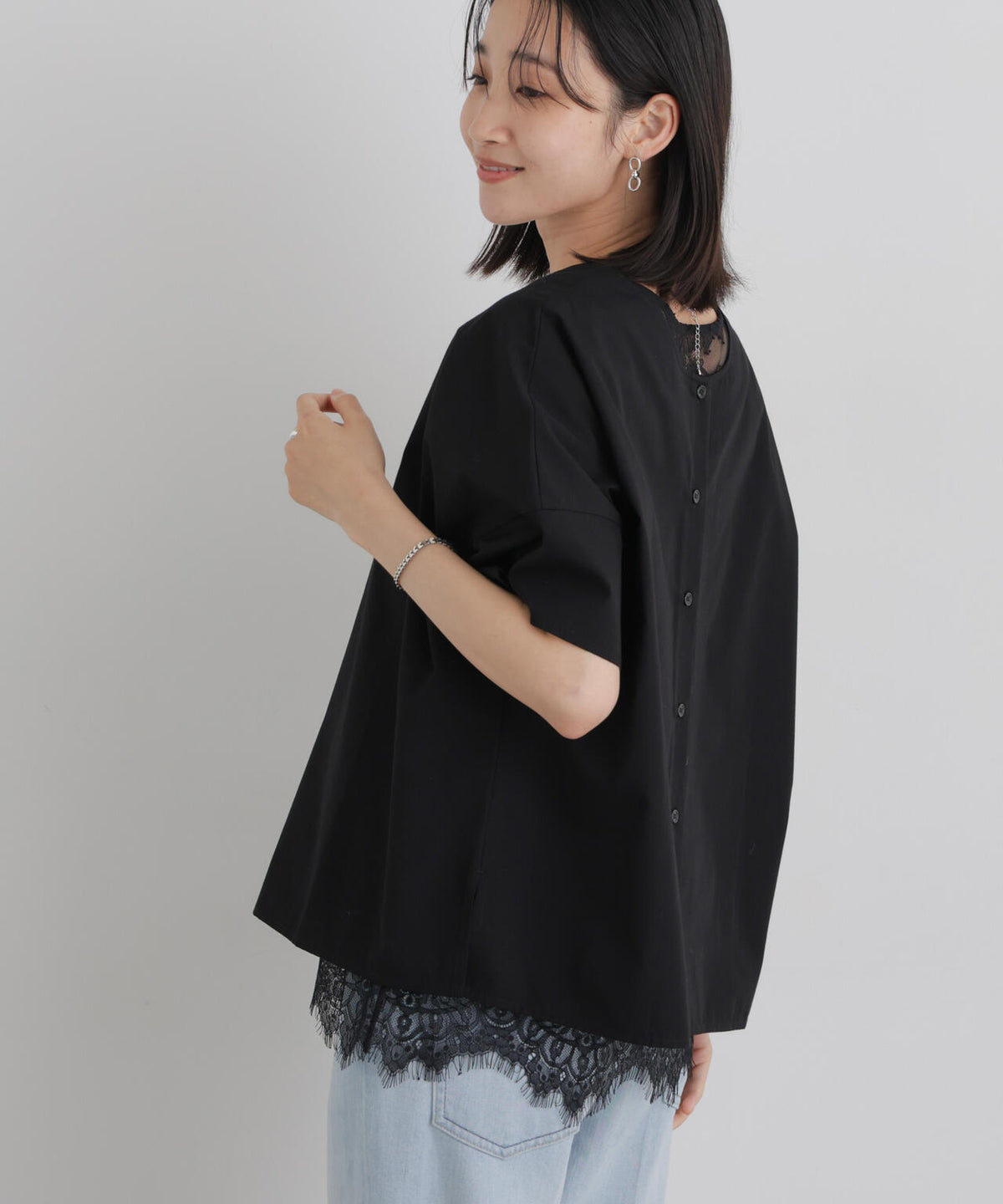 前後2wayバックボタンワイドドロップブラウス 6736221316