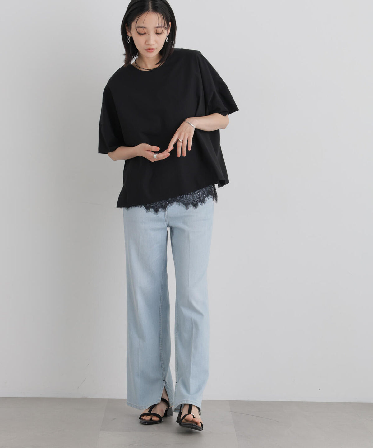 前後2wayバックボタンワイドドロップブラウス 6736221316