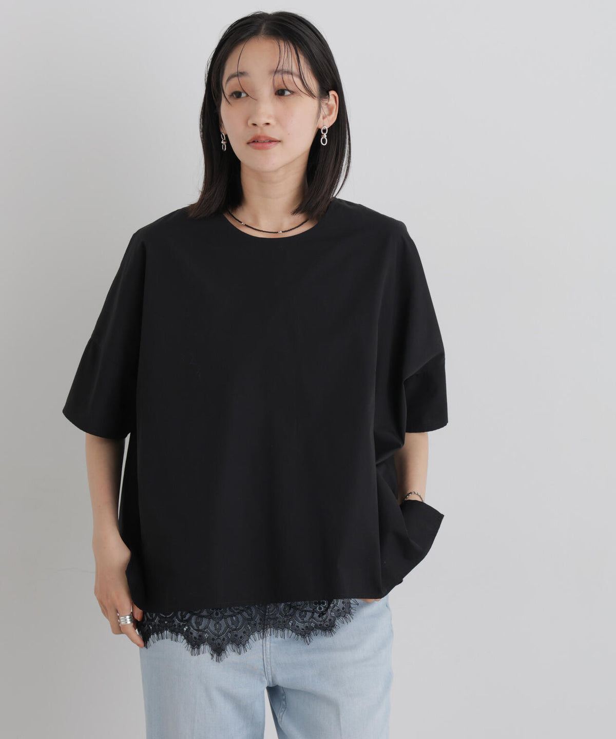 前後2wayバックボタンワイドドロップブラウス 6736221316