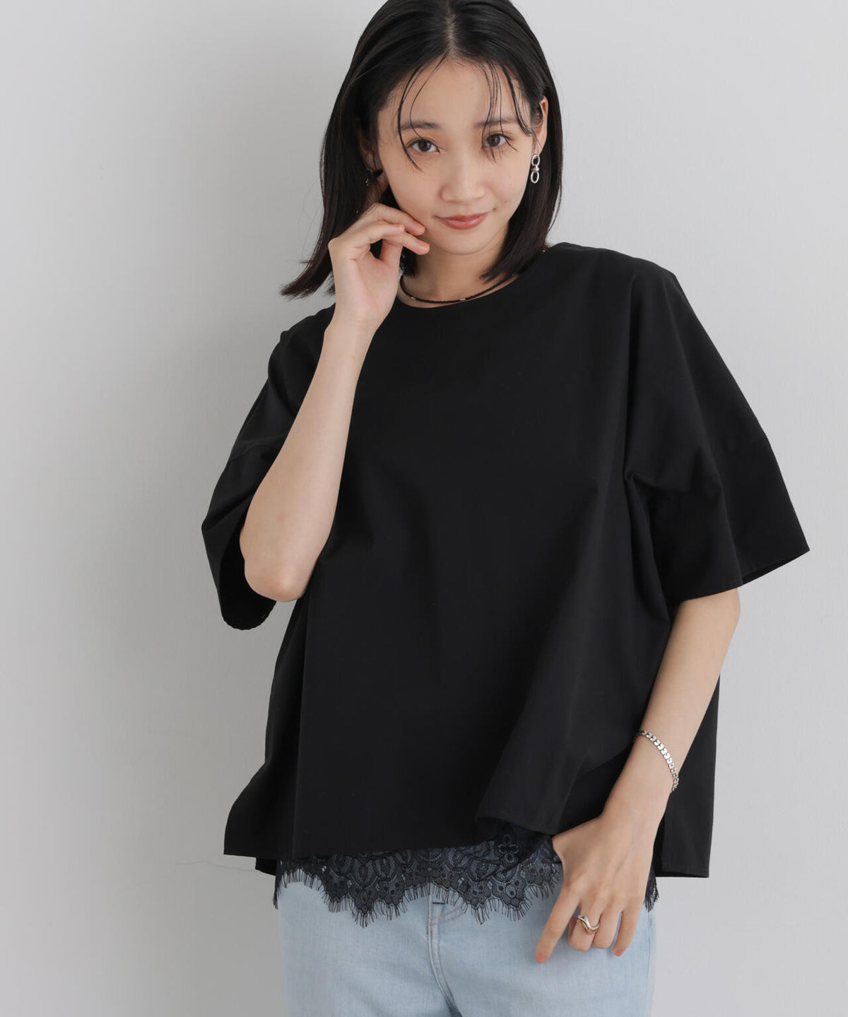 前後2wayバックボタンワイドドロップブラウス 6736221316