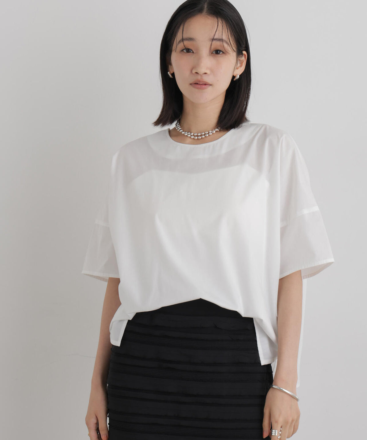 前後2wayバックボタンワイドドロップブラウス 6736221316