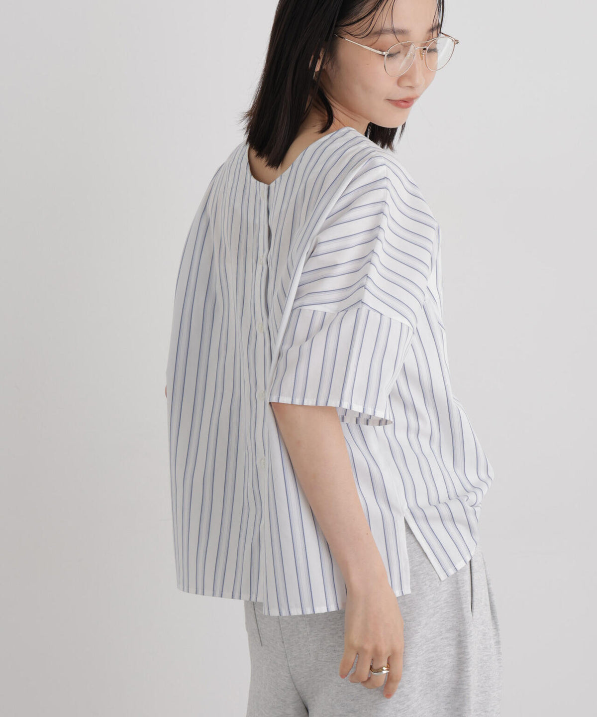 前後2wayバックボタンワイドドロップブラウス 6736221316