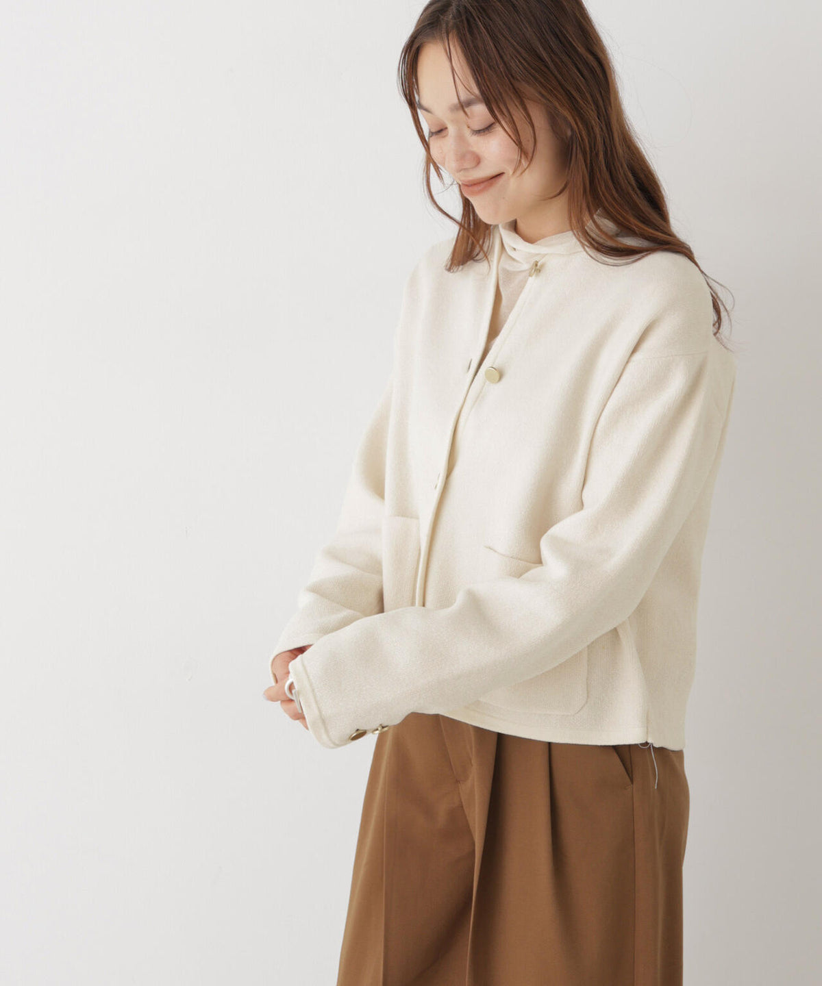 モールヤーン金ボタンニットジャケット 6736222305
