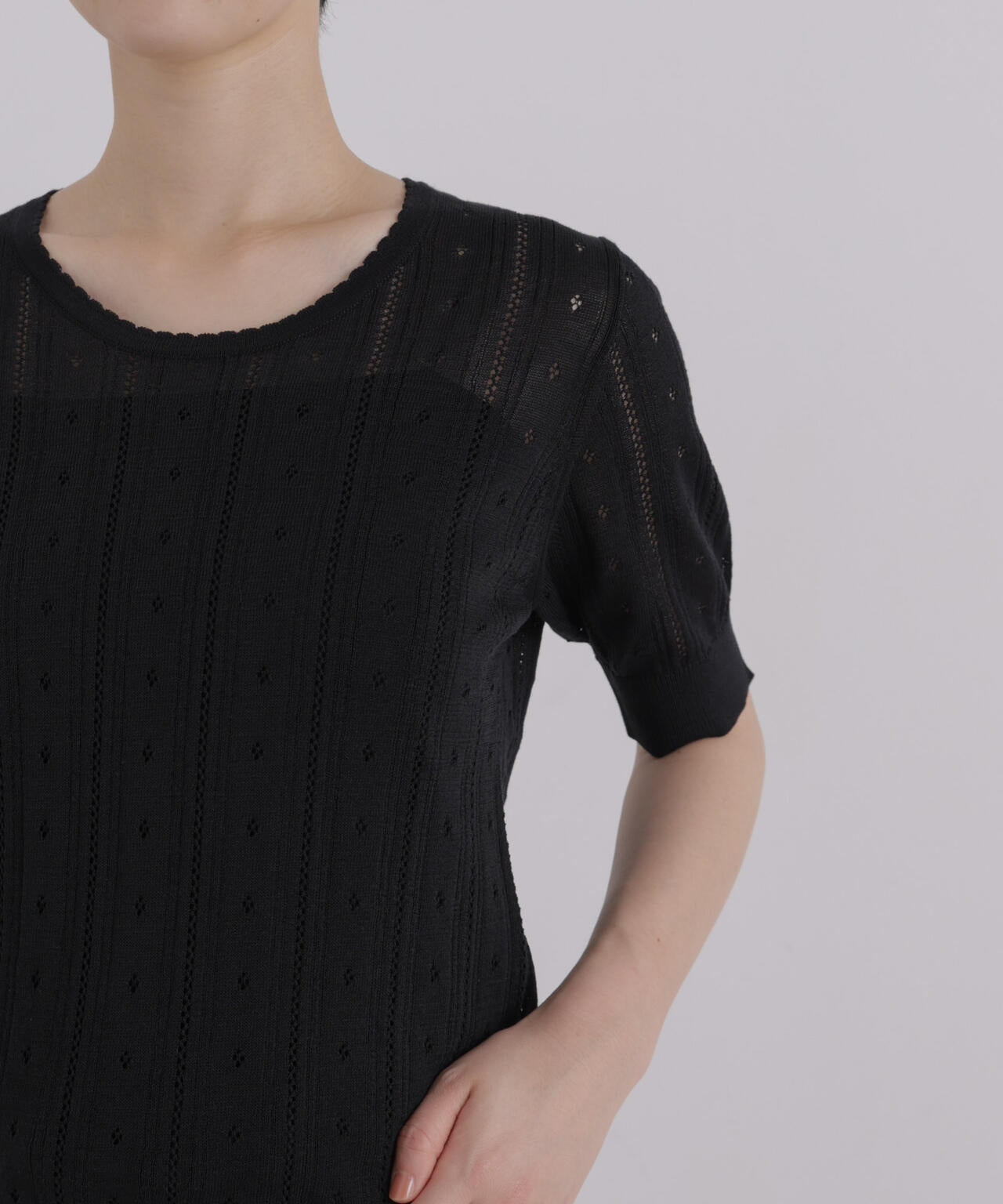 アイレットハーフスリーブニットトップス 6736222311
