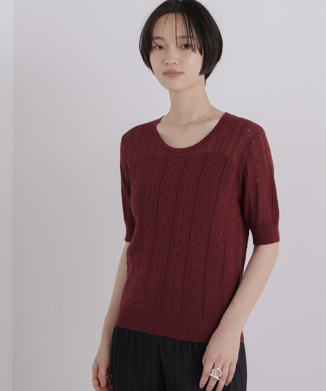 アイレットハーフスリーブニットトップス 6736222311