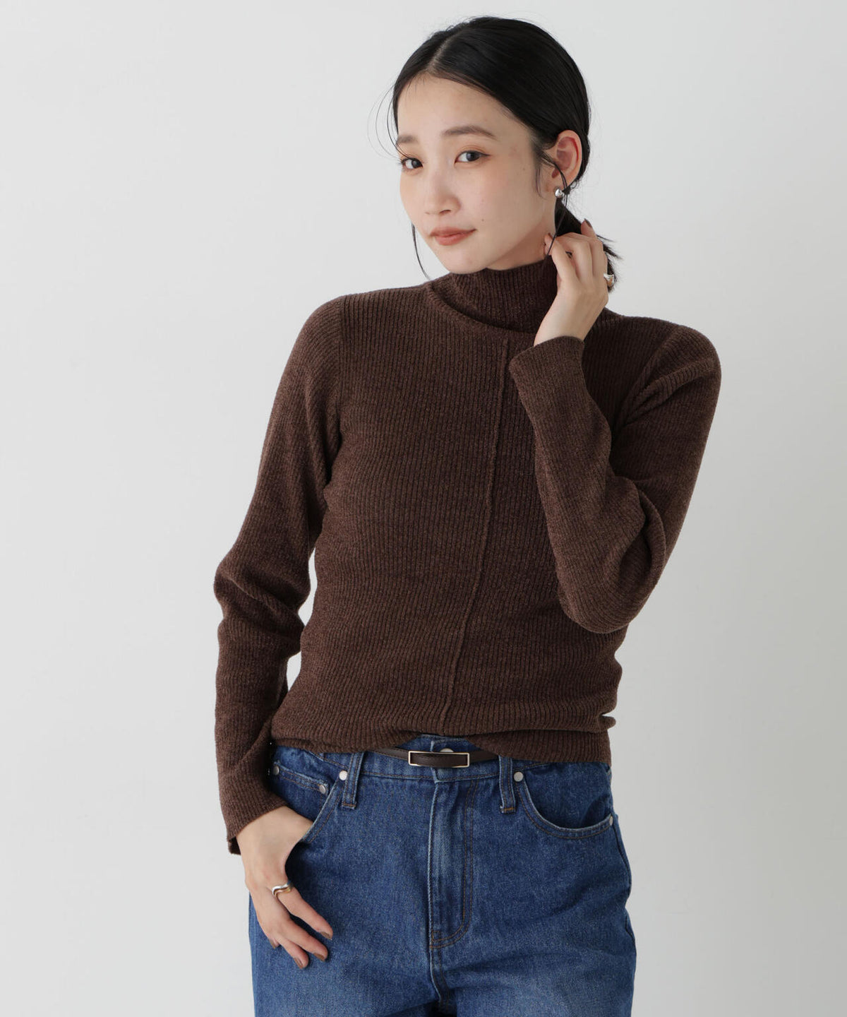 前後2wayボタンネックベロアモールニット 6736222343