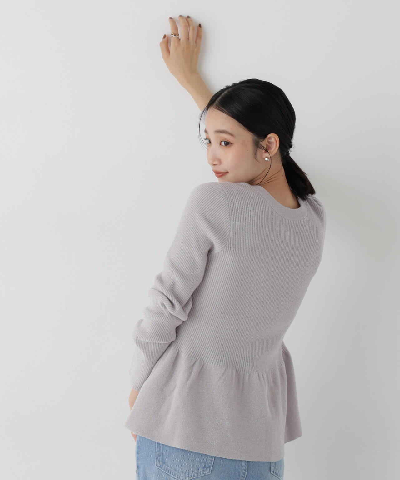 前後2wayペプラムシルエットベロアモールニット 6736222344