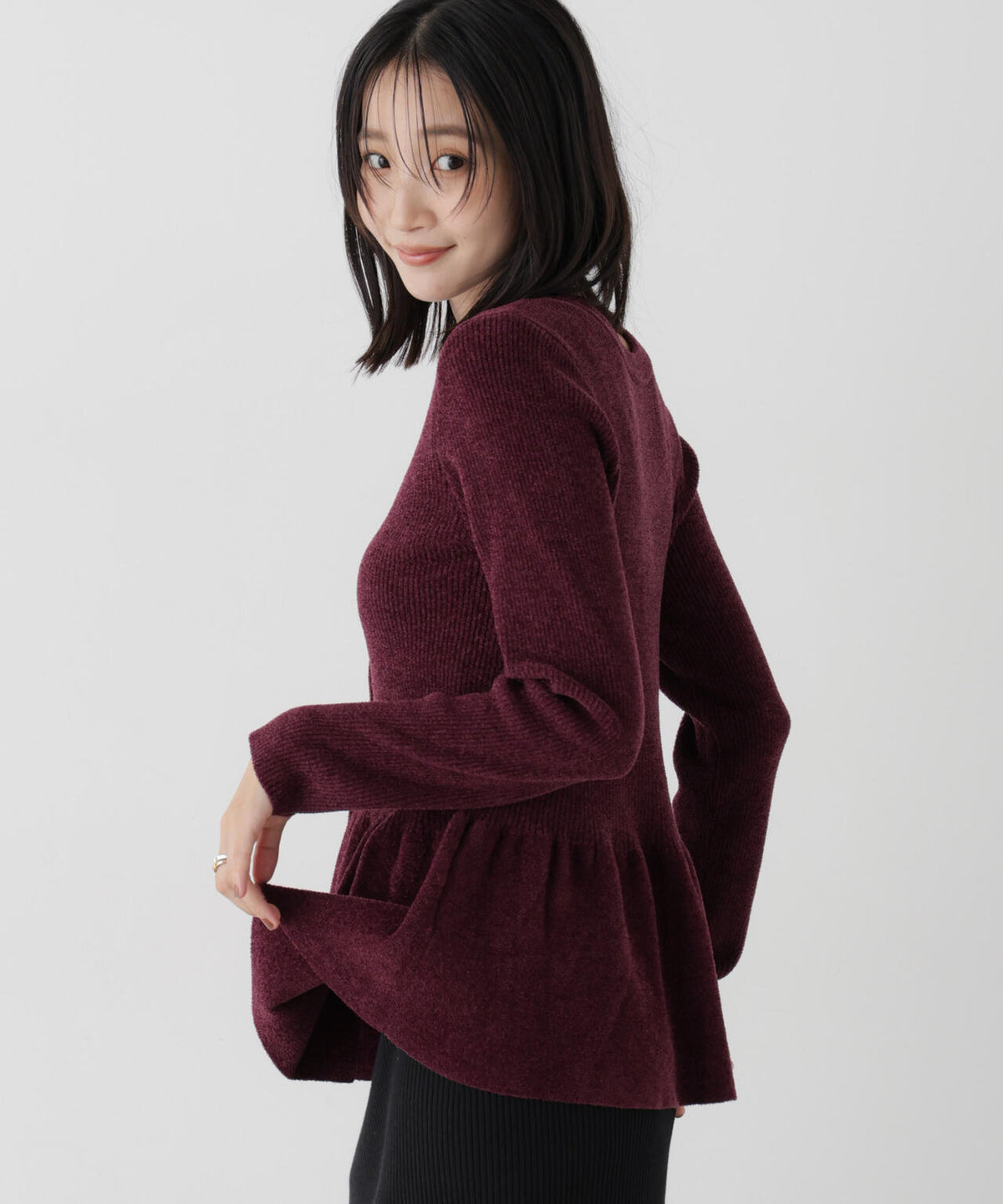 前後2wayペプラムシルエットベロアモールニット 6736222344