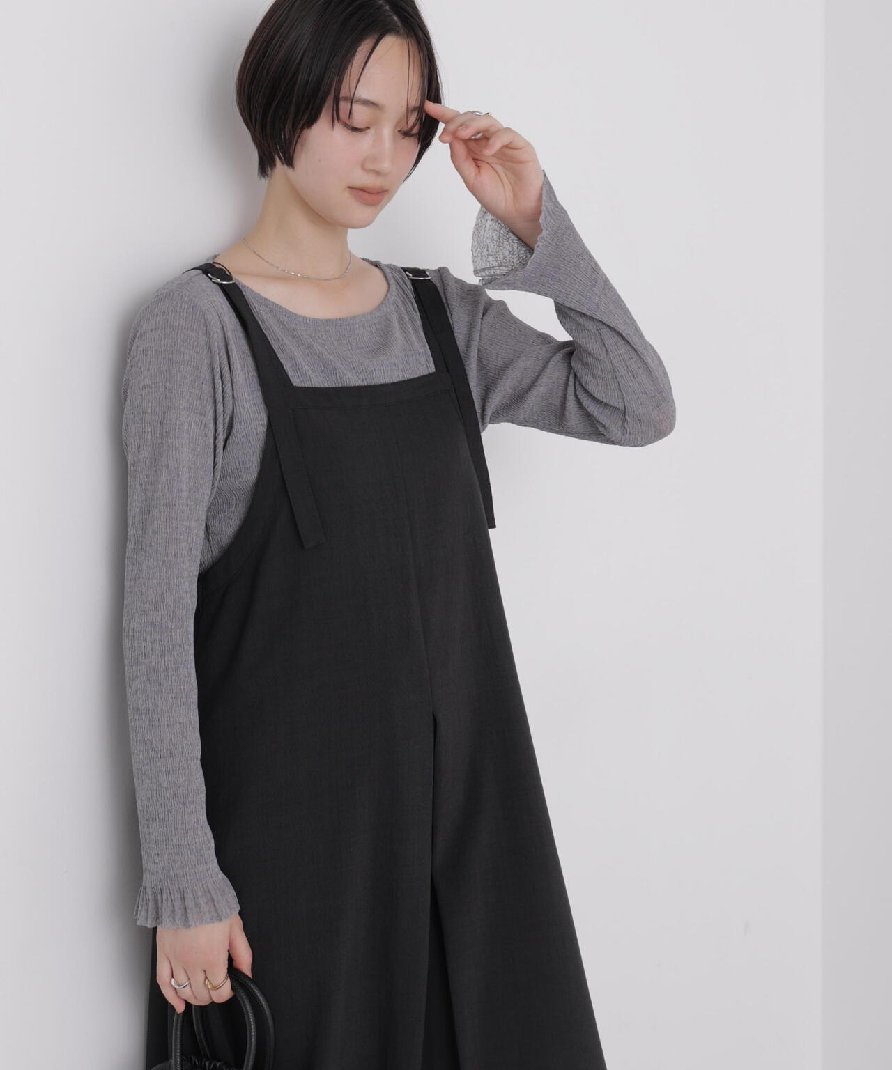 シアープリーツカットロングスリーブトップス 6736223306