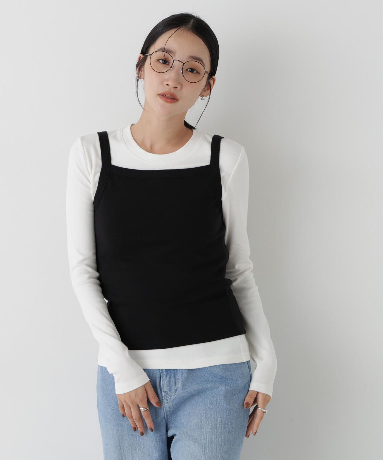 WEB限定/ロンT×キャミ カットレイヤードアンサンブルセット 6736223309