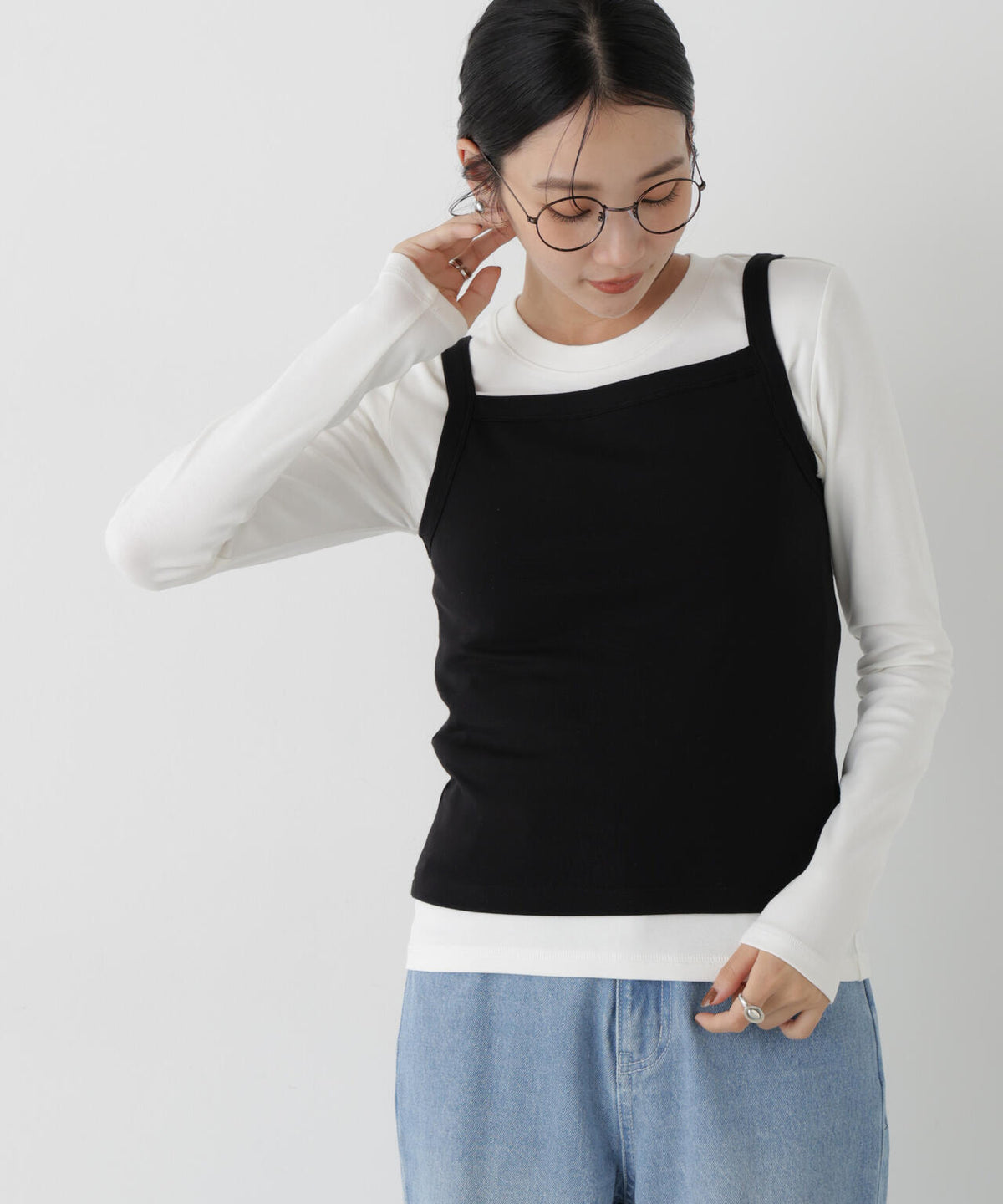 WEB限定/ロンT×キャミ カットレイヤードアンサンブルセット 6736223309