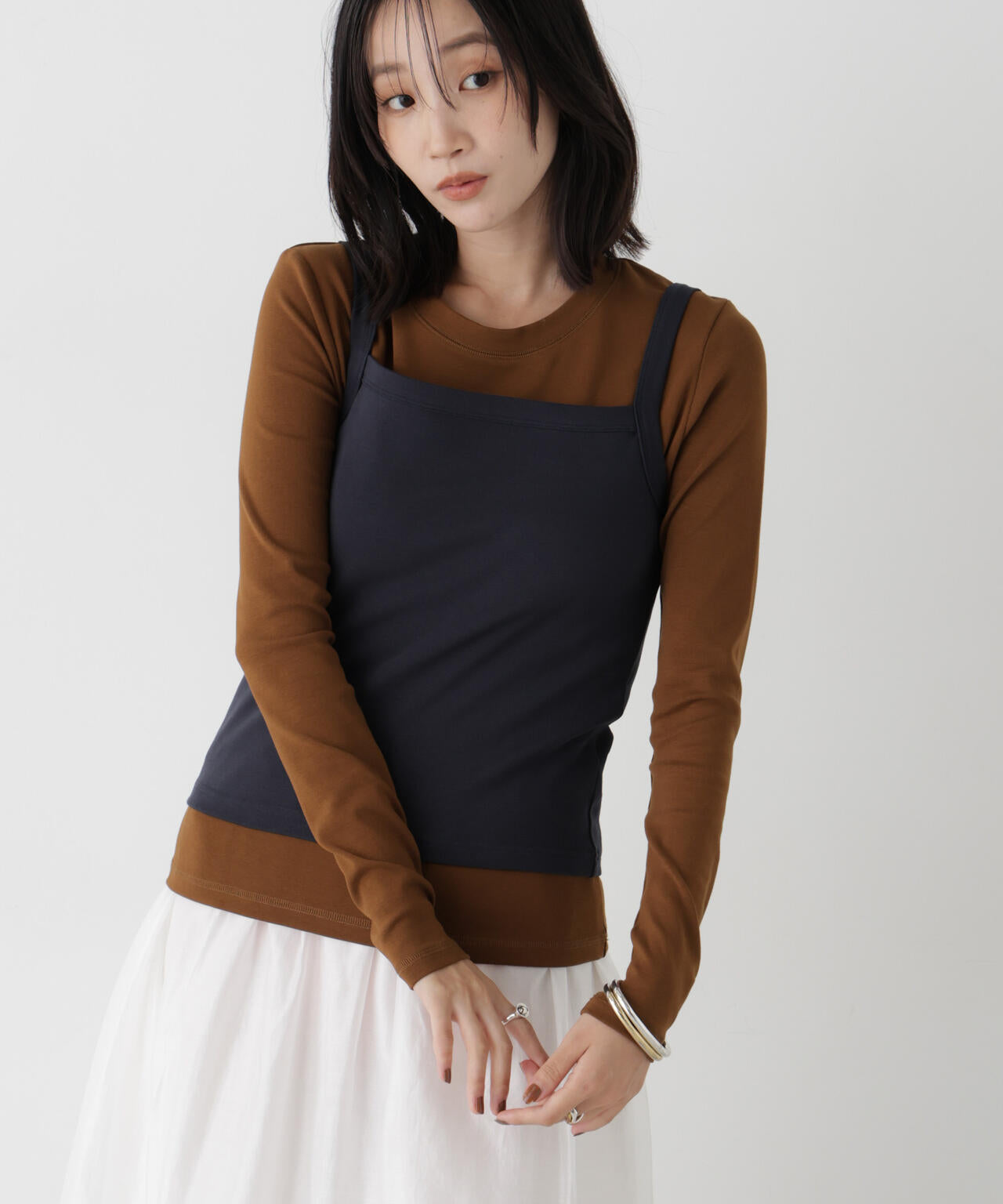 WEB限定/ロンT×キャミ カットレイヤードアンサンブルセット 6736223309