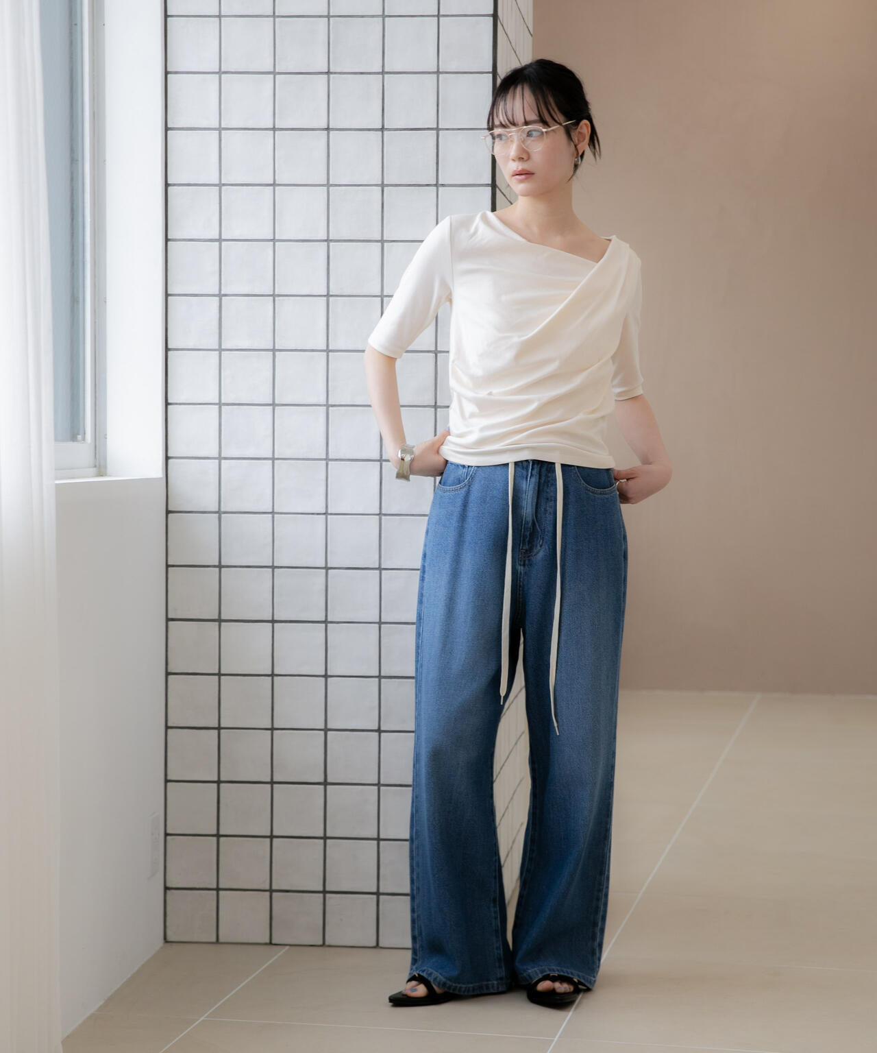 WEB限定/タックアシメフライスカットデザイントップス 6736224302