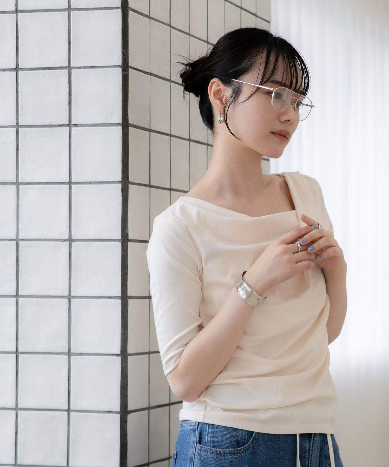 WEB限定/タックアシメフライスカットデザイントップス 6736224302