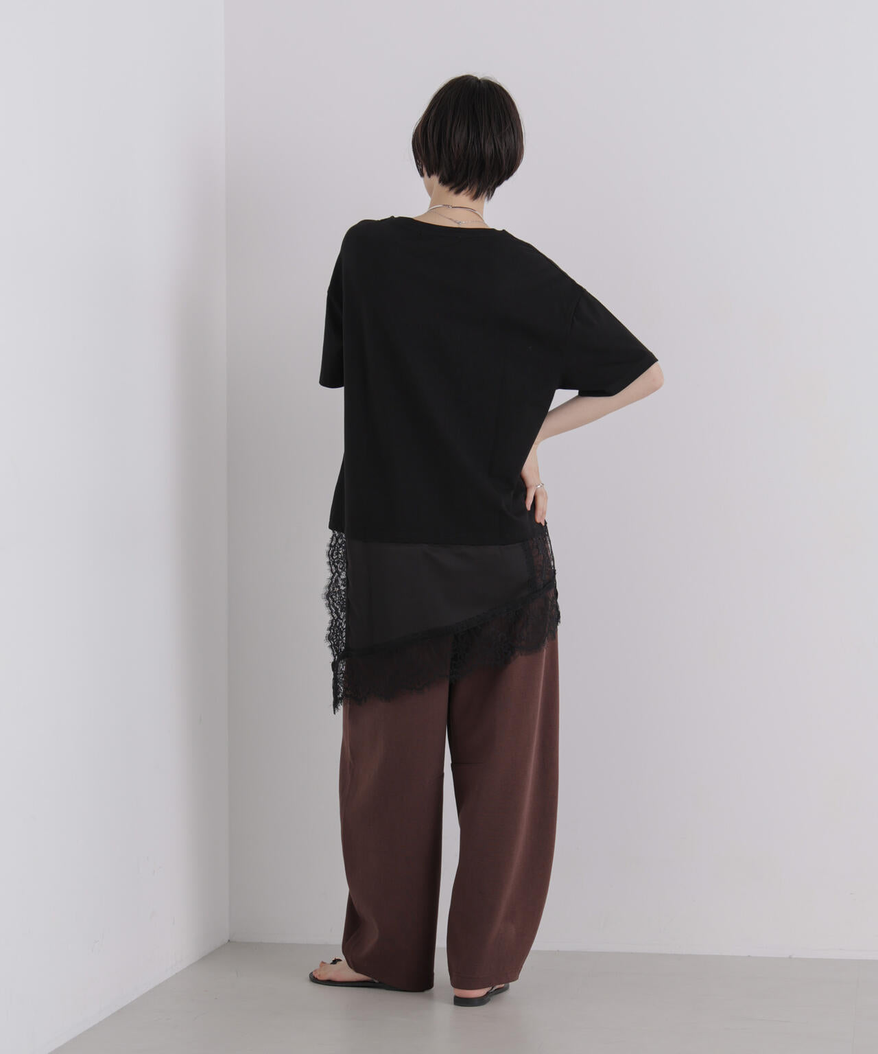 アシメレースヘムドッキングカットトップス 6736224303