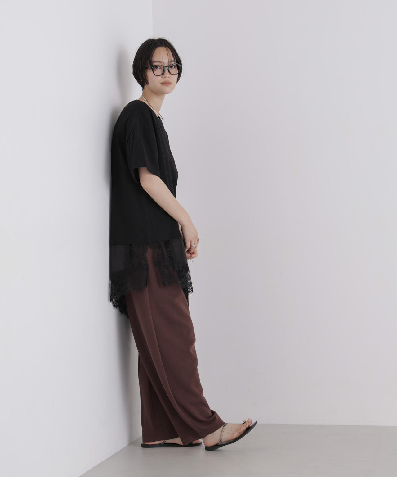 アシメレースヘムドッキングカットトップス 6736224303