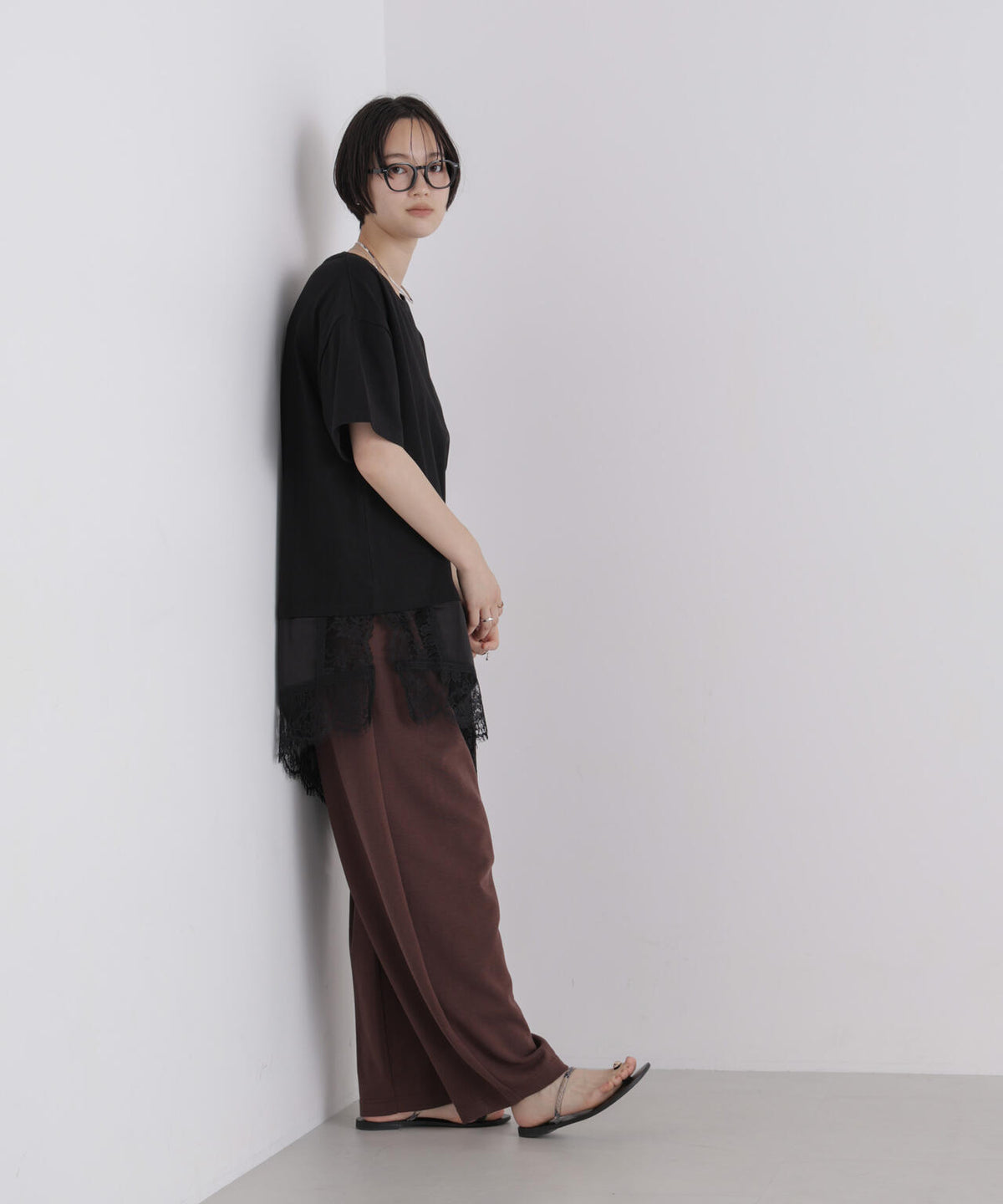 アシメレースヘムドッキングカットトップス 6736224303