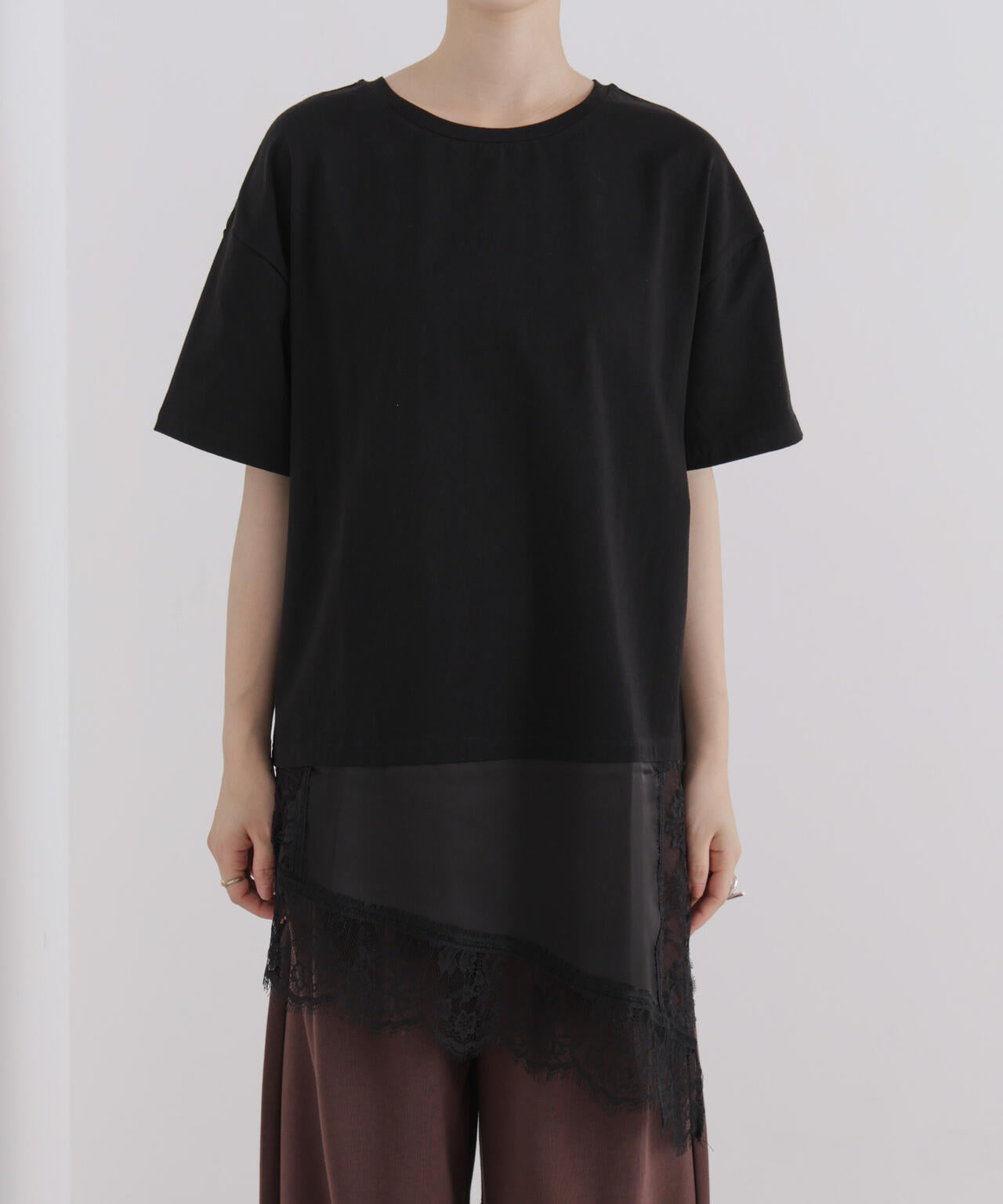 アシメレースヘムドッキングカットトップス 6736224303