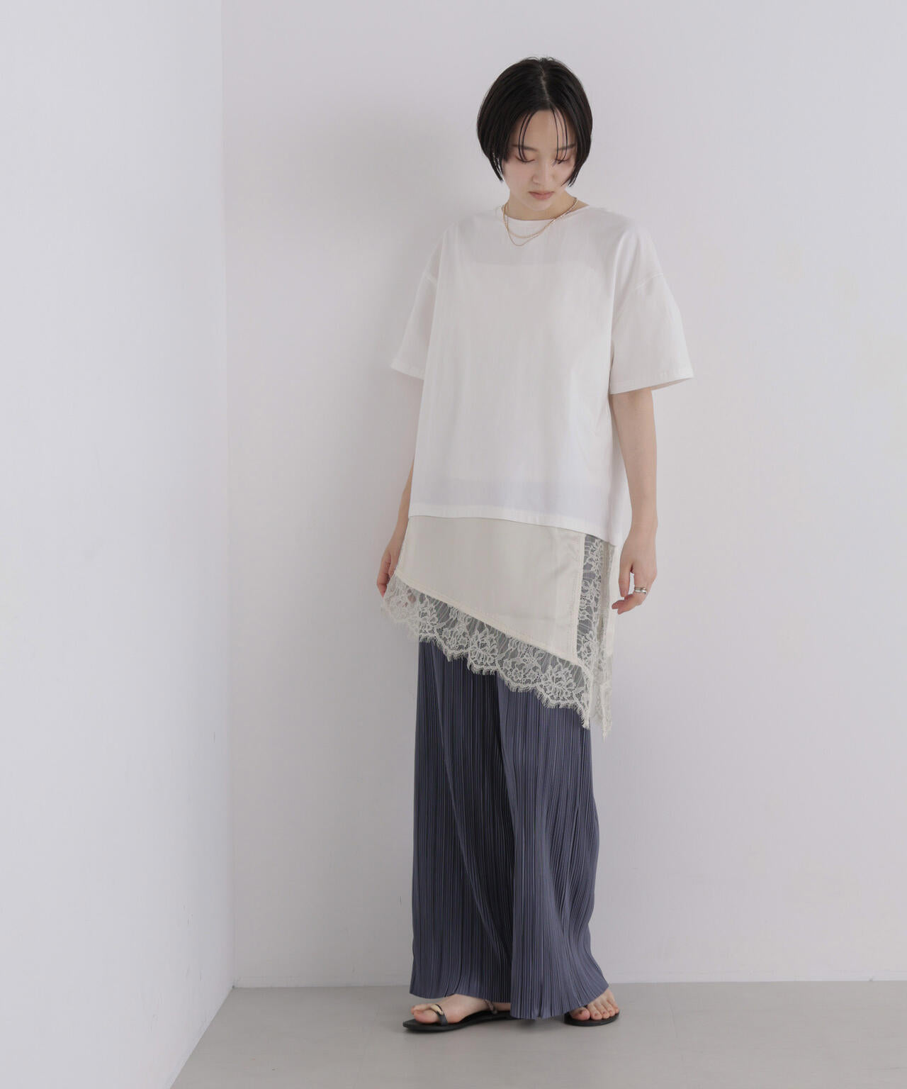 アシメレースヘムドッキングカットトップス 6736224303