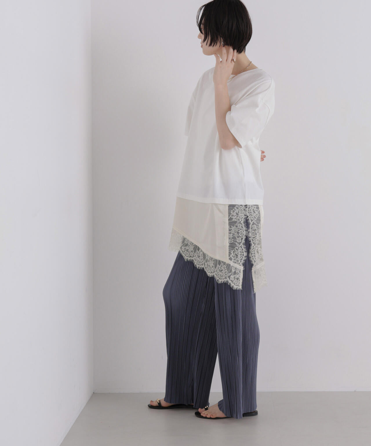 アシメレースヘムドッキングカットトップス 6736224303