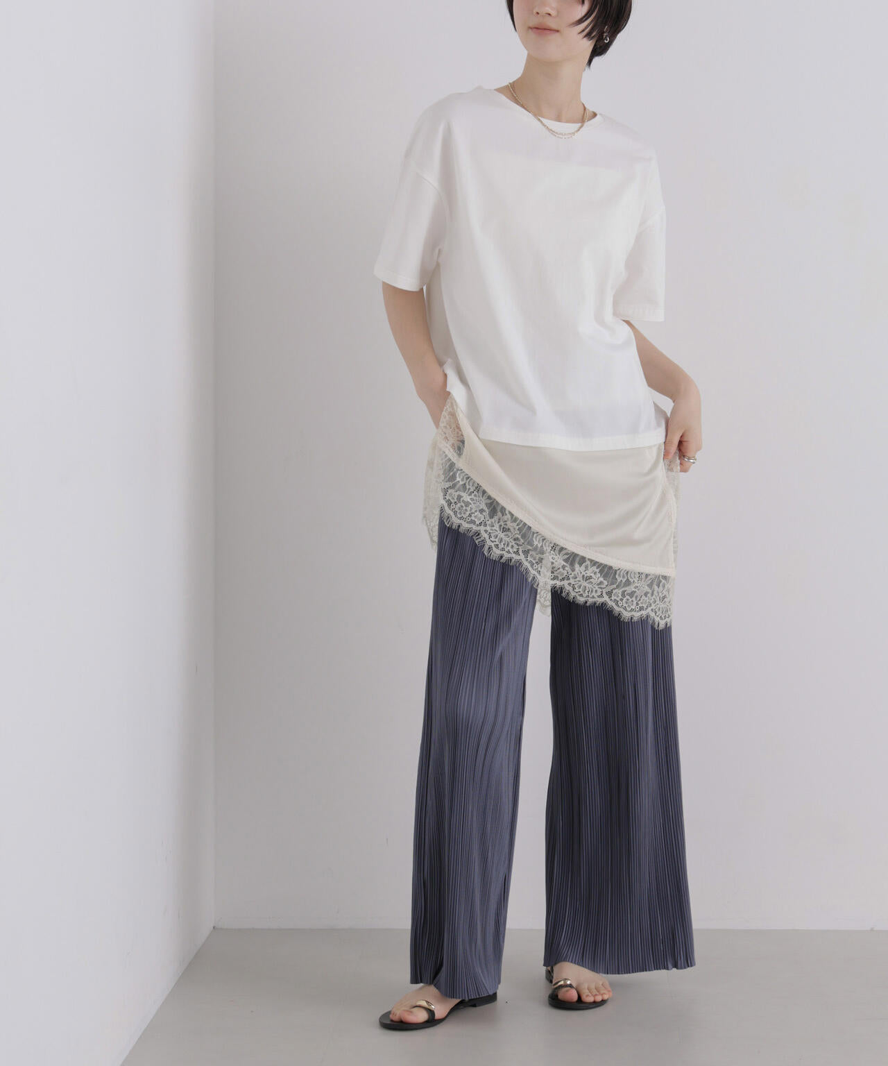 アシメレースヘムドッキングカットトップス 6736224303