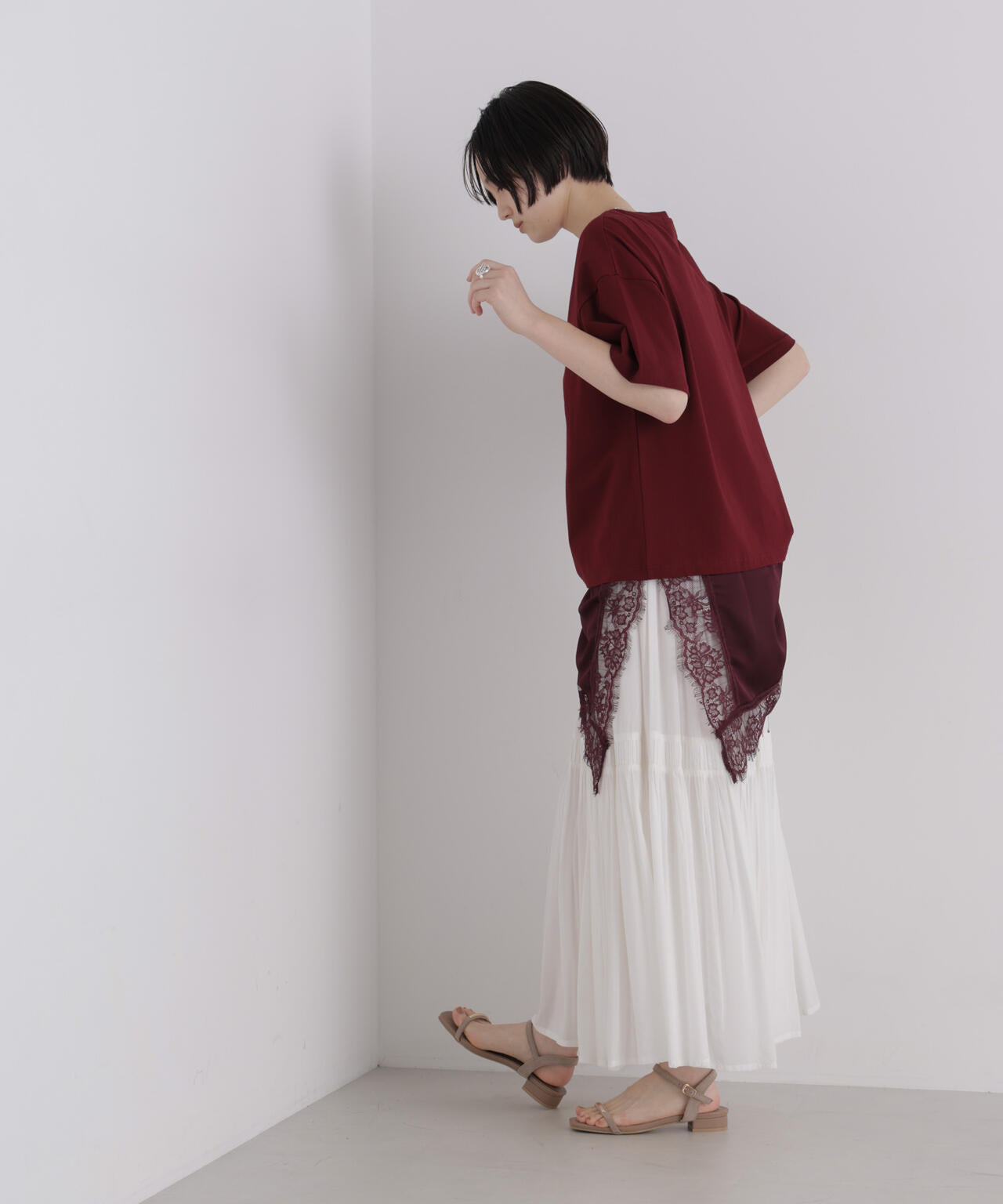 アシメレースヘムドッキングカットトップス 6736224303