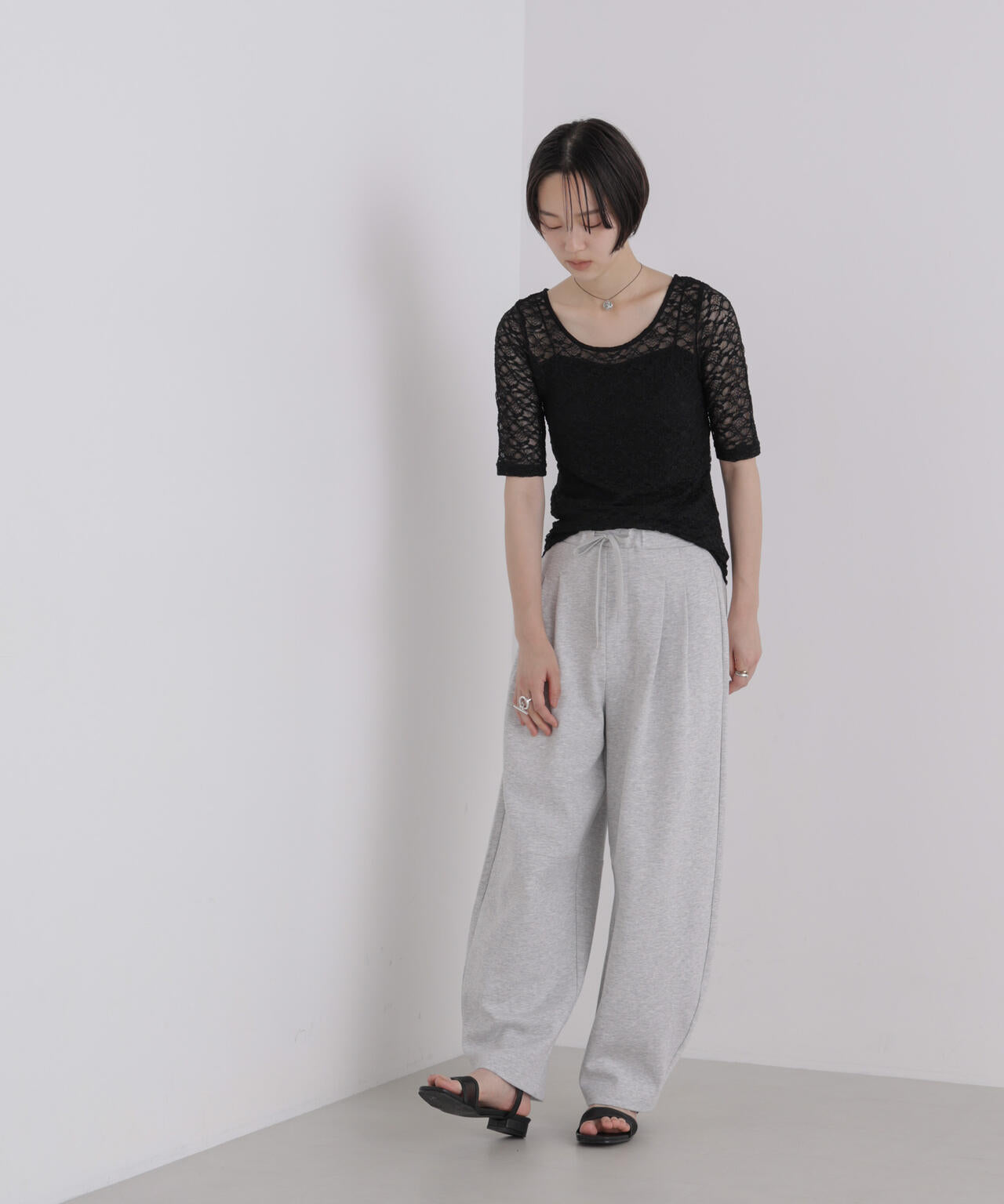 前後2wayシアーストレッチレーストップス 6736224304