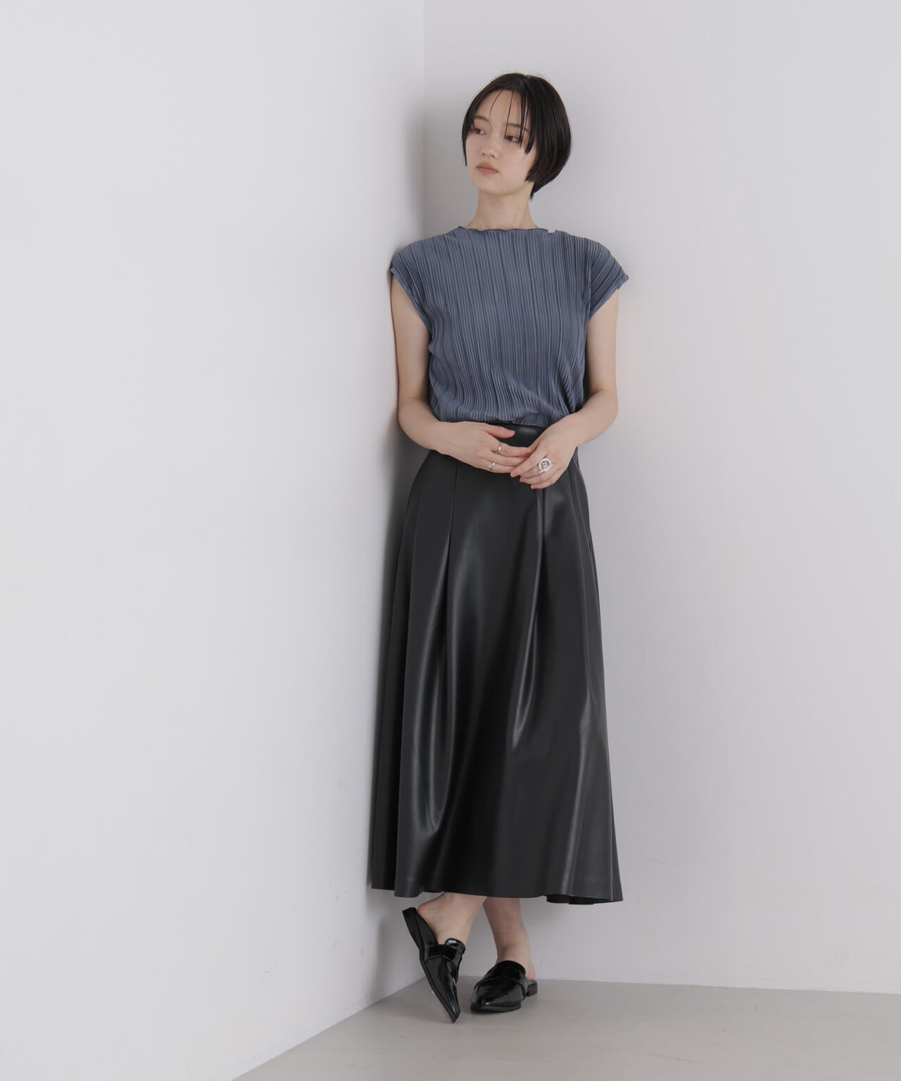プリーツカットノースリーブトップス(セットアップ可) 6736224306