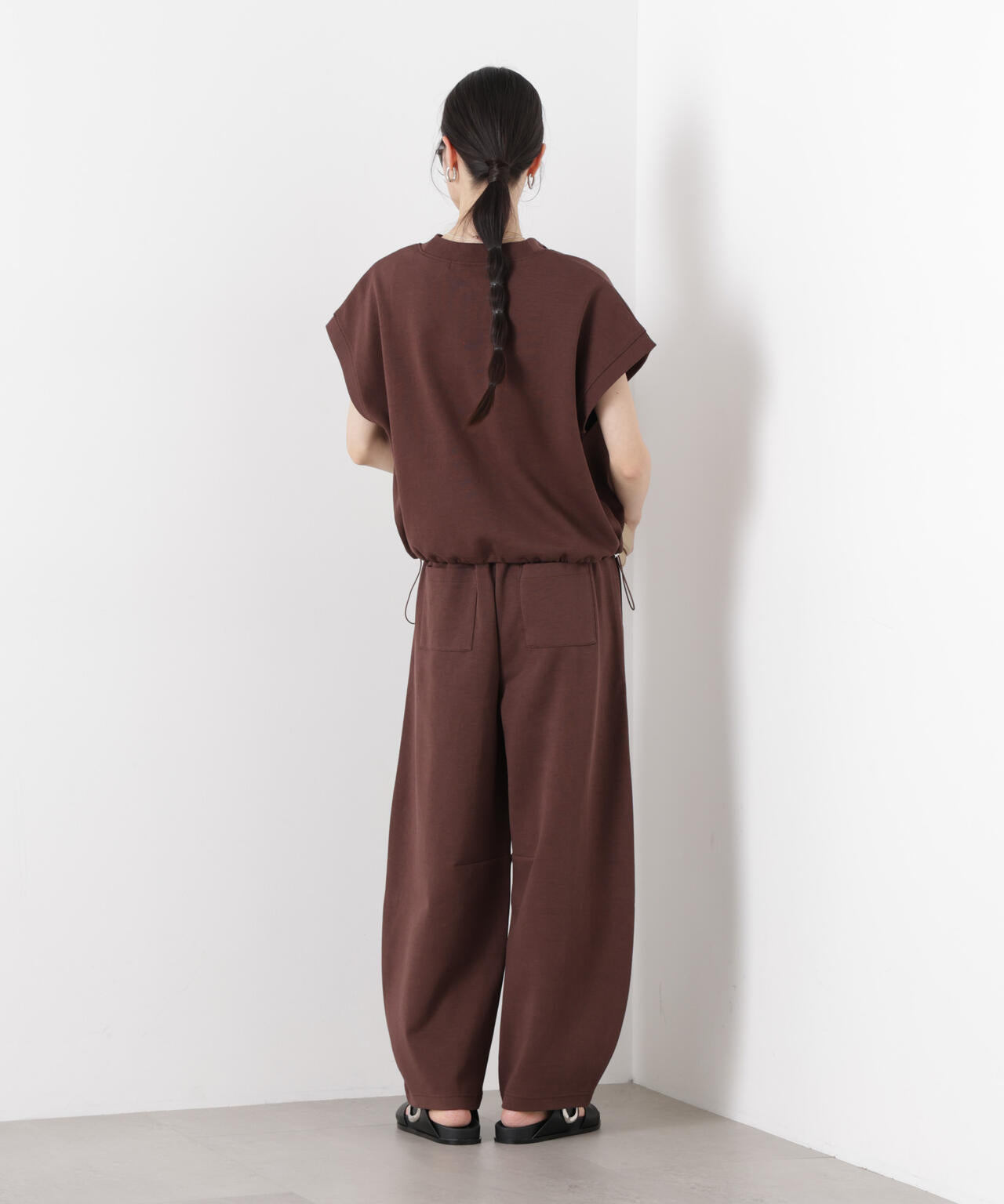 接触冷感ダンボールカットハーフジップトップス(セットアップ可) 6736224307