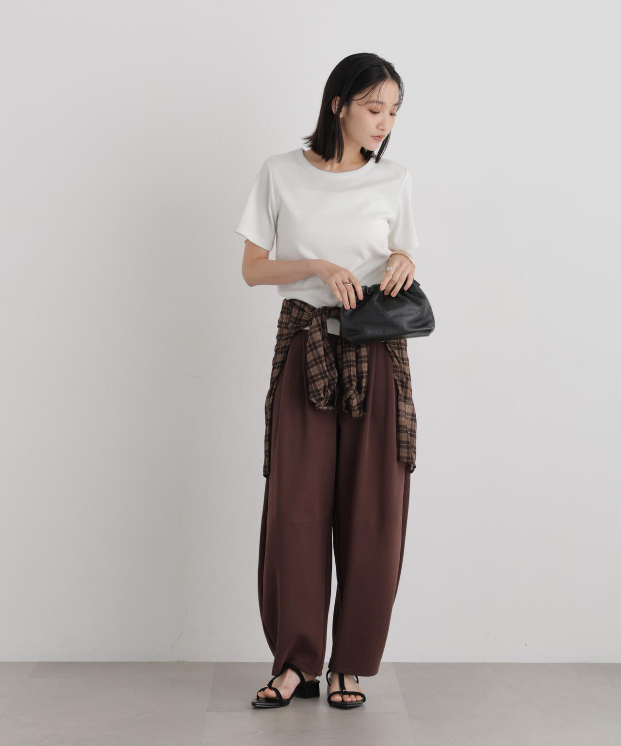 ラメリブカットクルーネックTシャツ 6736224308