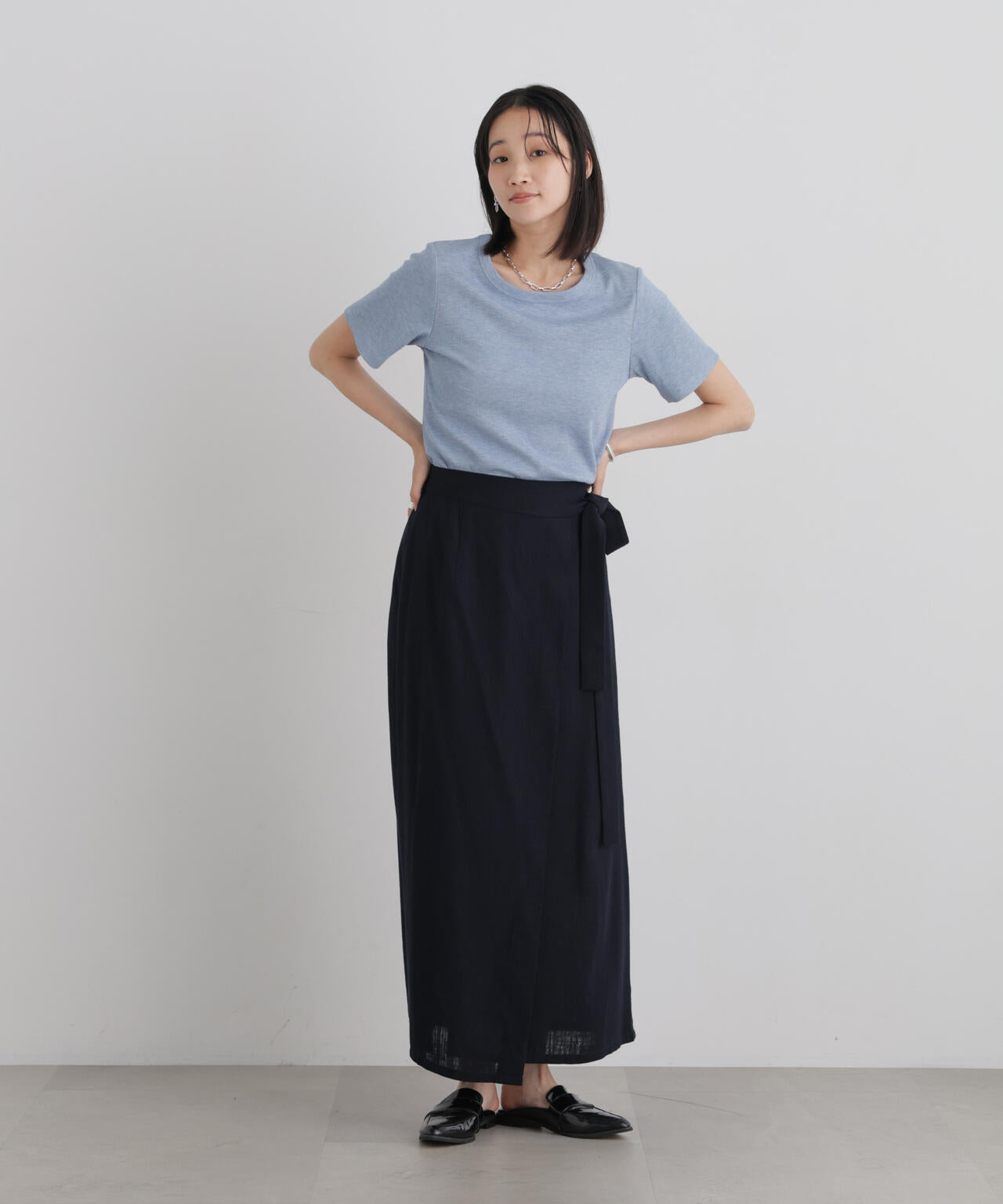 ラメリブカットクルーネックTシャツ 6736224308