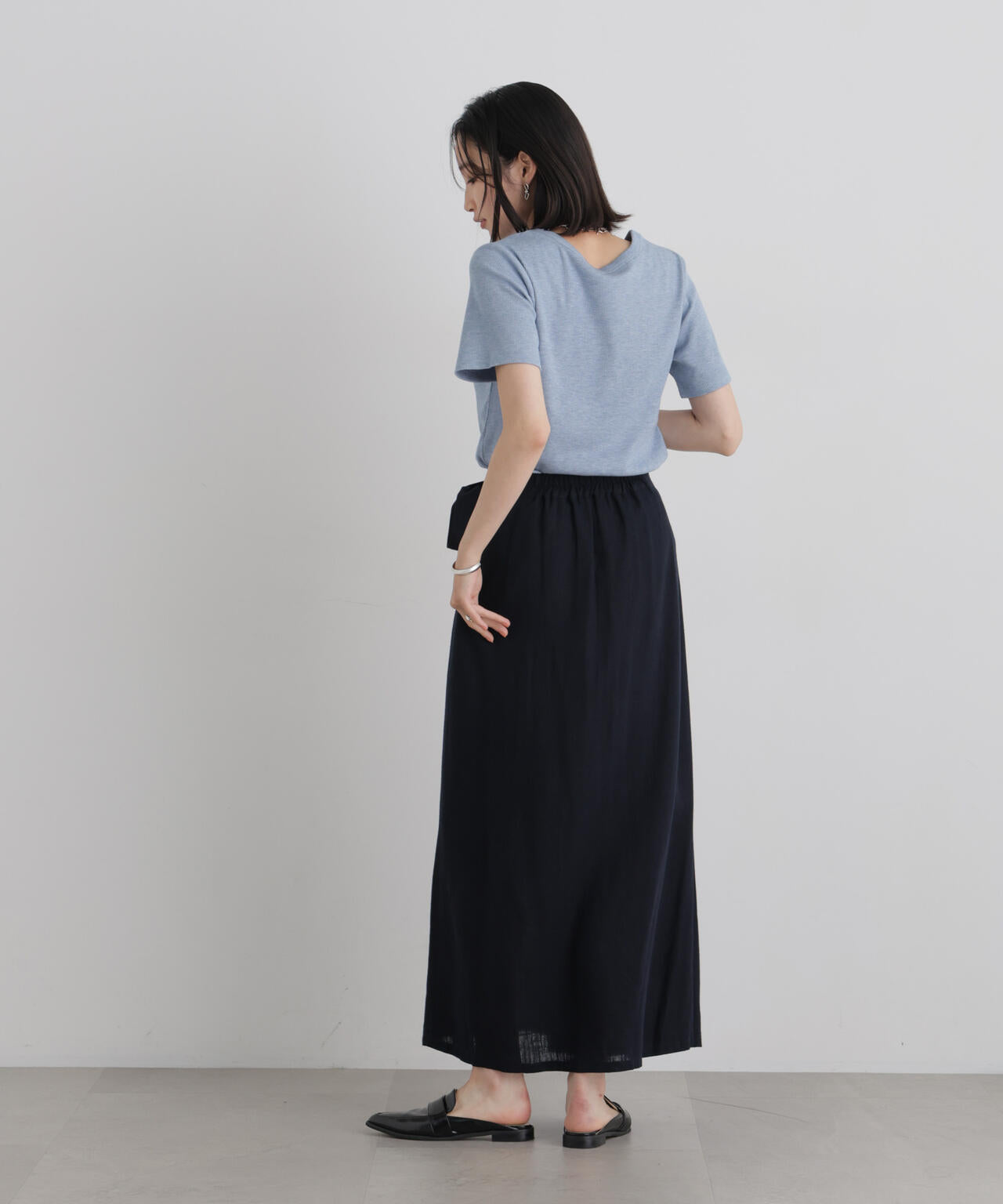 ラメリブカットクルーネックTシャツ 6736224308