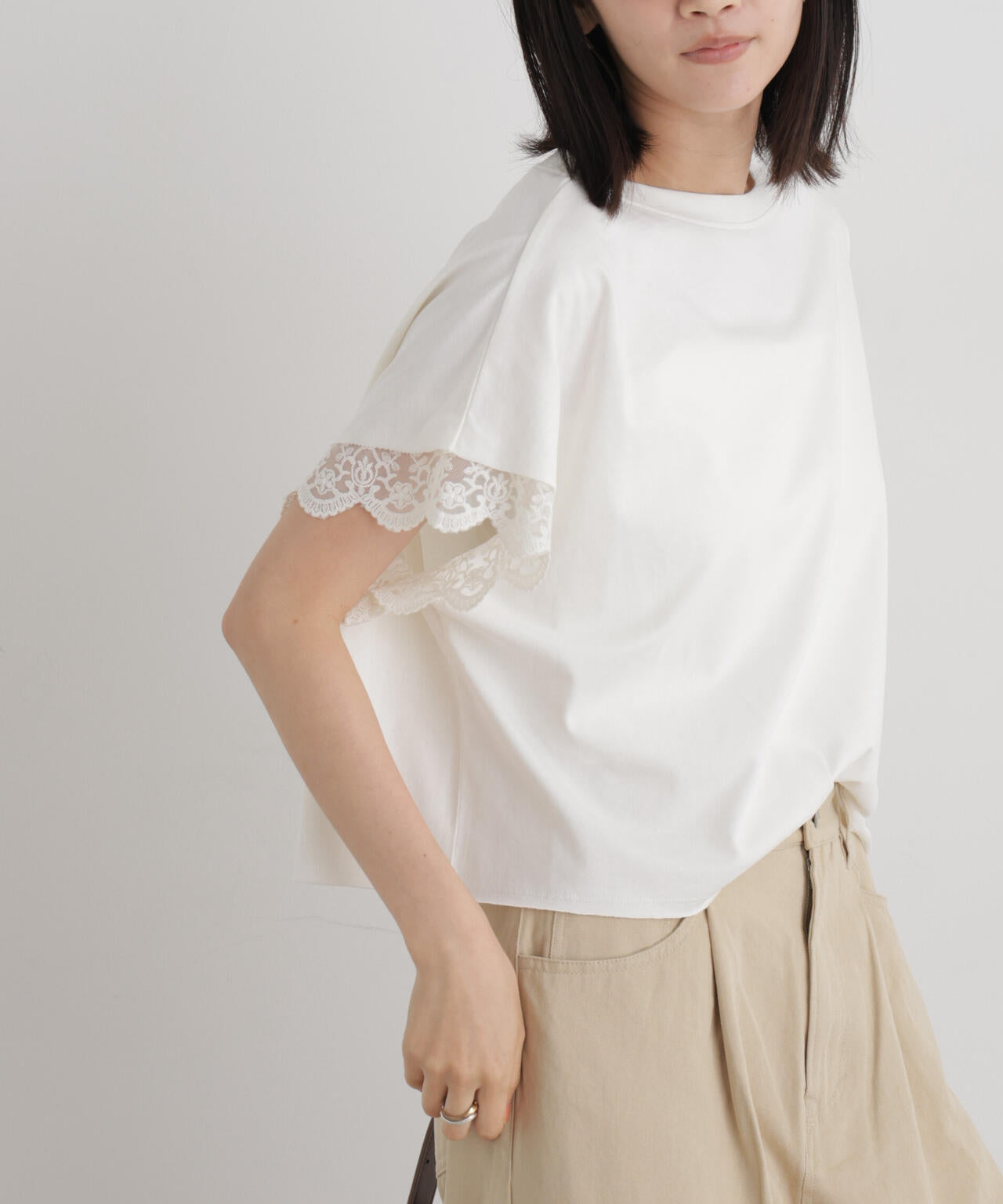レースカフドルマンワイドカットトップス 6736224309