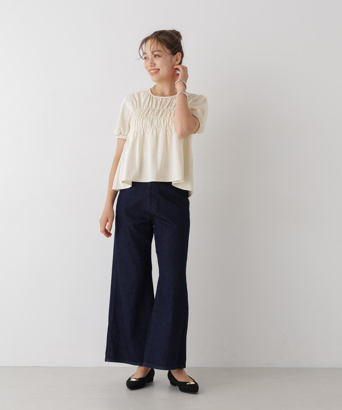 フロントシャーリングカットトップス 6736224311