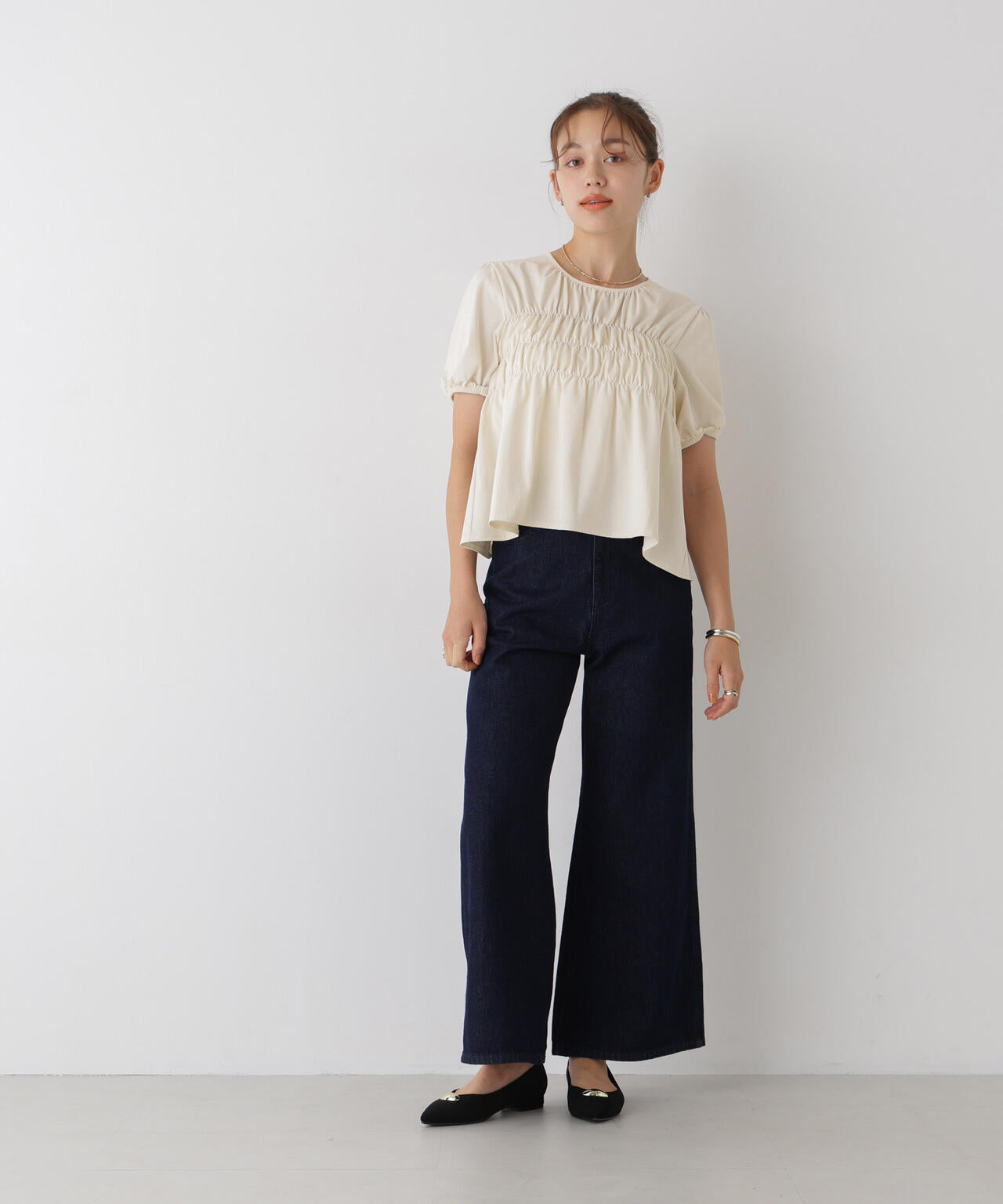 フロントシャーリングカットトップス 6736224311