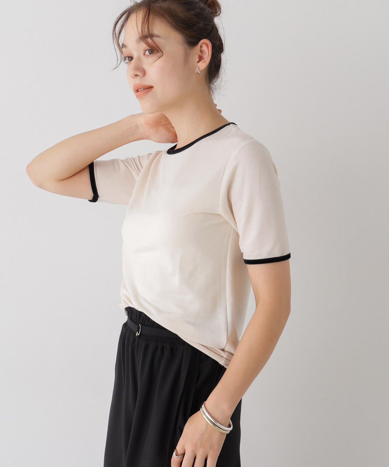 WEB限定/ベロアパイピングリンガーTシャツ 6736224313